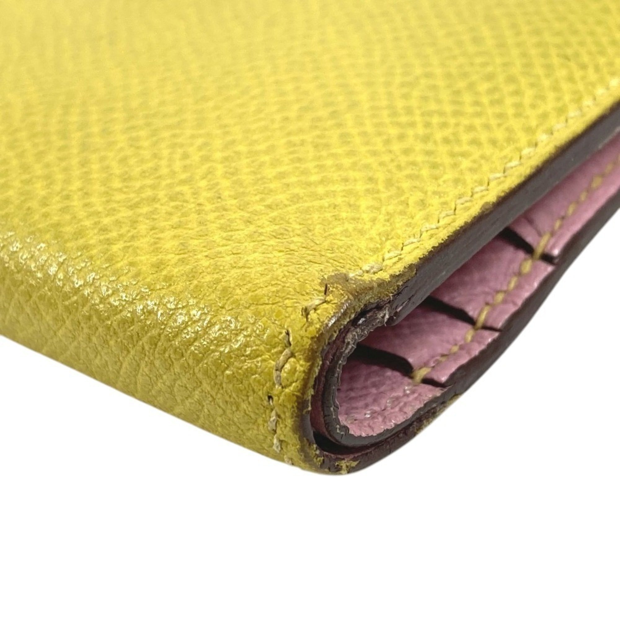Hermes Pink Yellow Epsom Leather Wallet (Bi-Fold) (Pre-Owned)