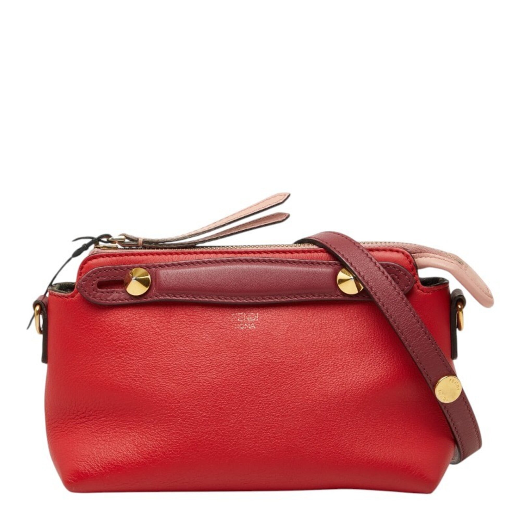 Fendi Pink Red Color Leather Handbag Shoulder Bag (Pre-Owned)