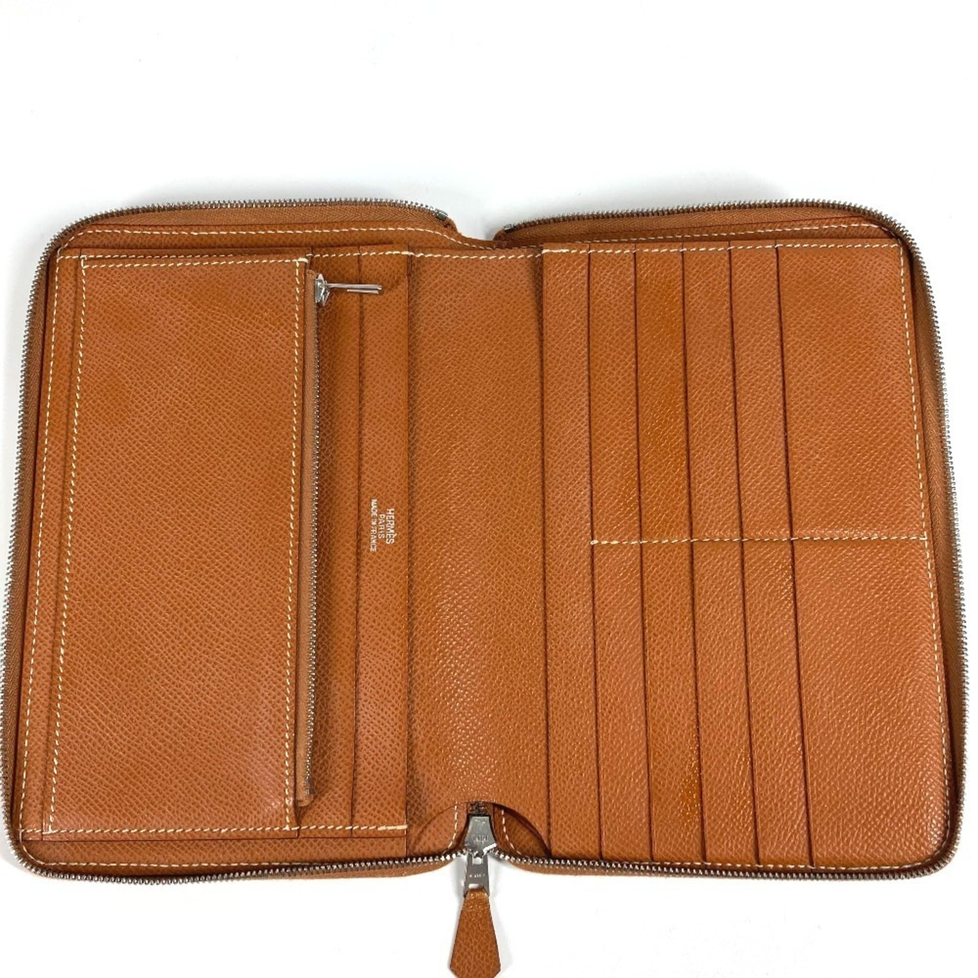 Hermes Azap Gold Leather Long Wallet (Bi-Fold) (Pre-Owned)