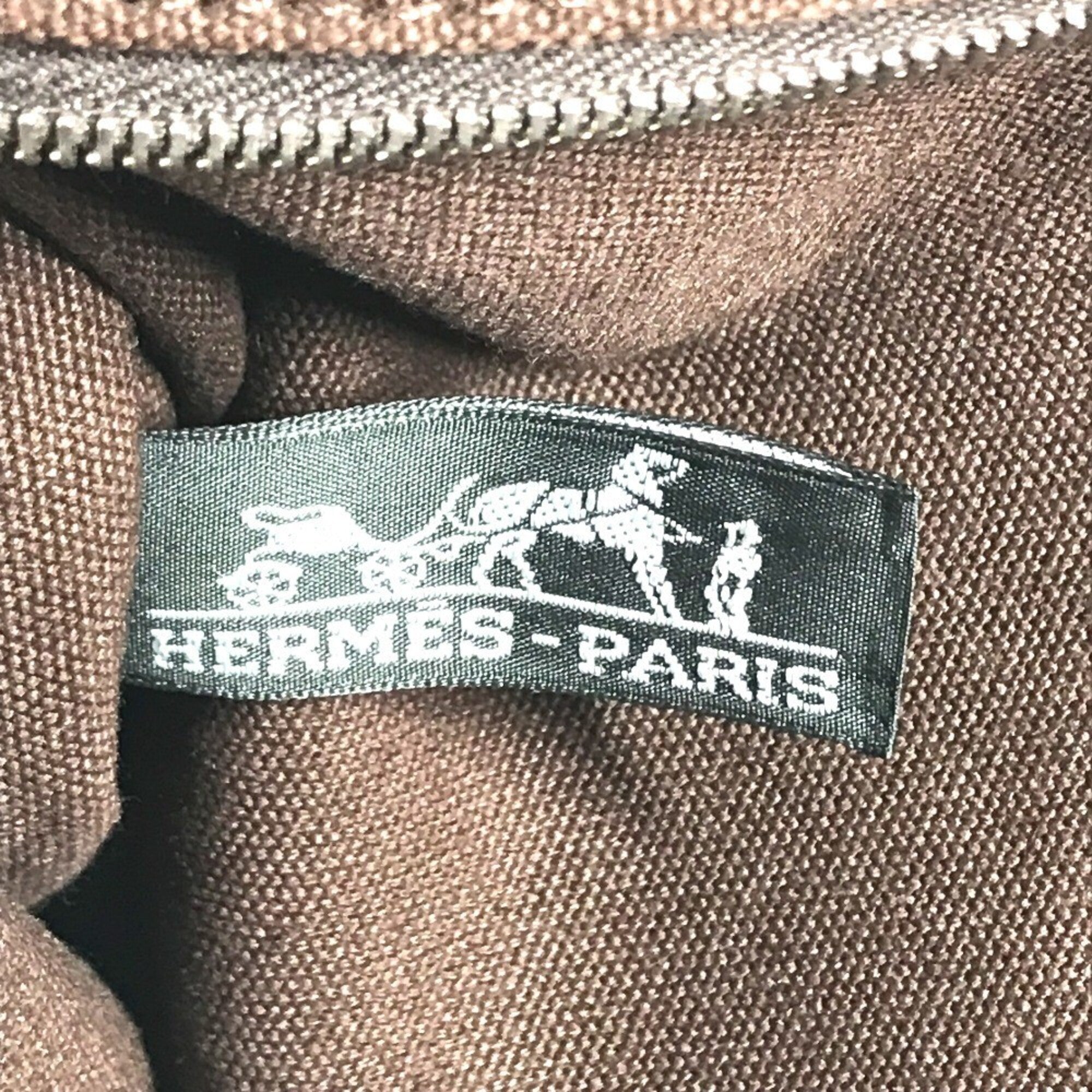 Hermes Brown Canvas Handbag Shoulder Bag Tote Bag (Pre-Owned)