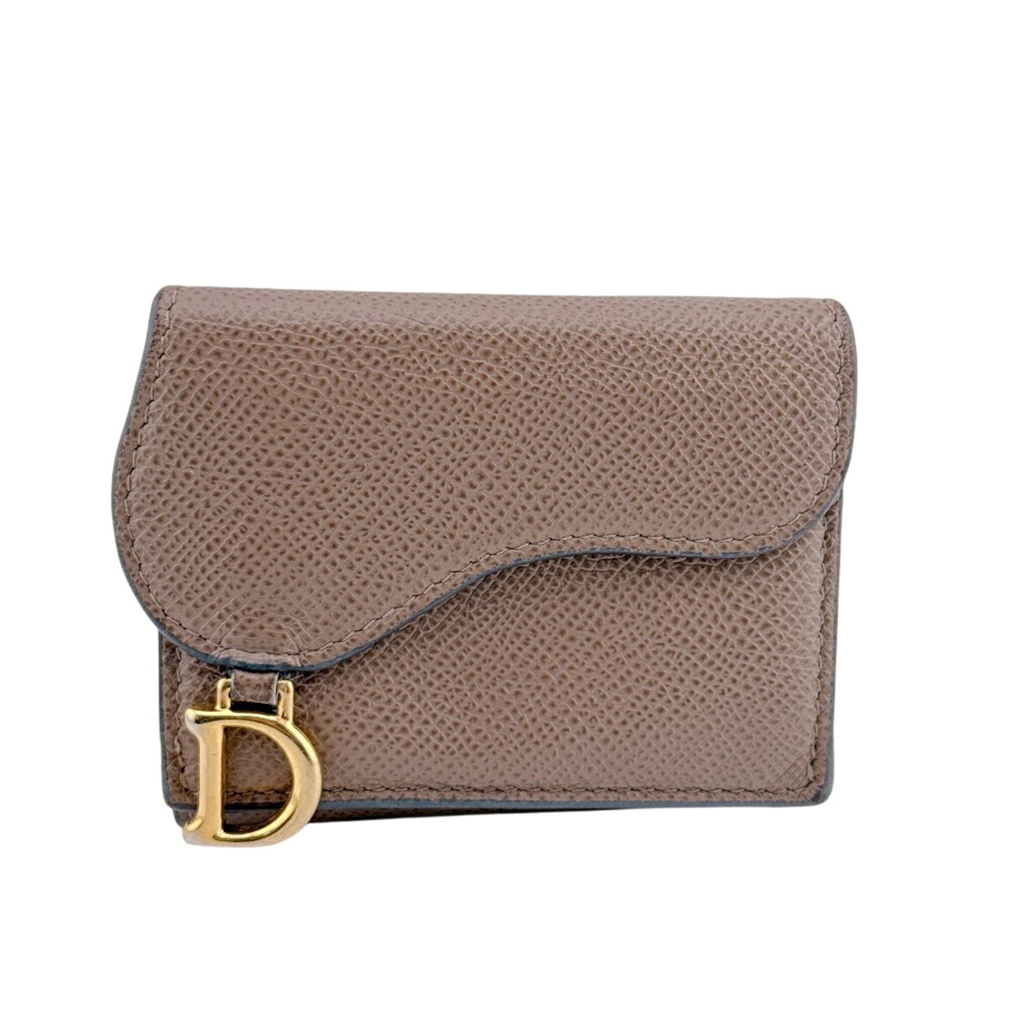Christian Dior Brown Leather Wallet (Tri-Fold) (Pre-Owned)