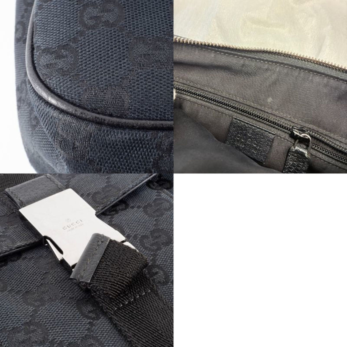Gucci Black Gg Canvas Leather Shoulder Bag (Pre-Owned)