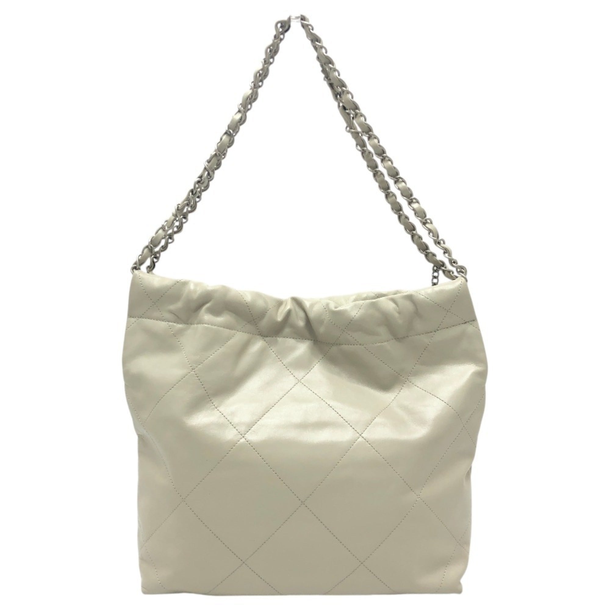 Chanel Gray Leather Shoulder Bag (Pre-Owned)