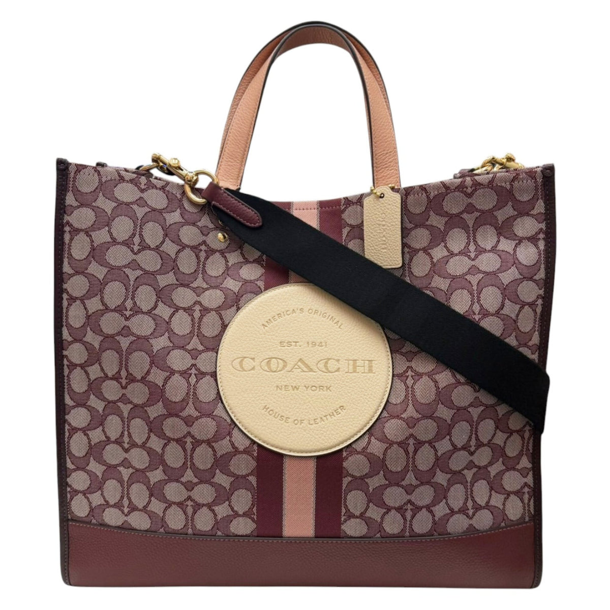 Coach Red Color Wine Leather Canvas Tote Bag (Pre-Owned)