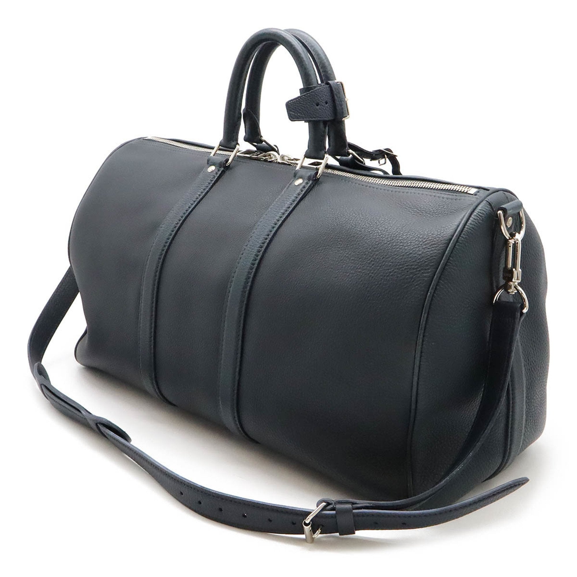 Louis Vuitton Navy Blue Leather Boston Bag Shoulder Bag (Pre-Owned)