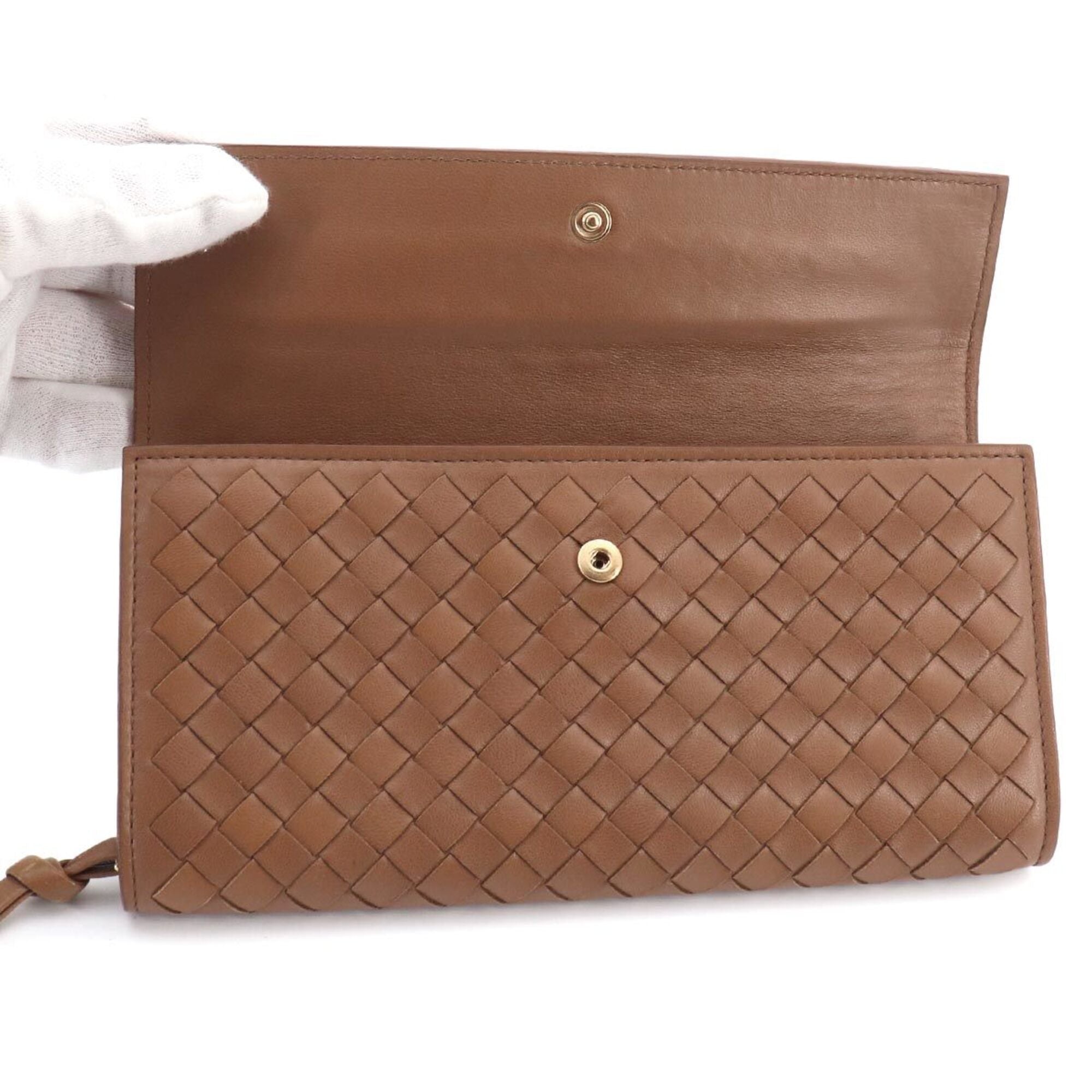 Bottega Veneta Brown Intrecciato Long Wallet (Bi-Fold) (Pre-Owned)