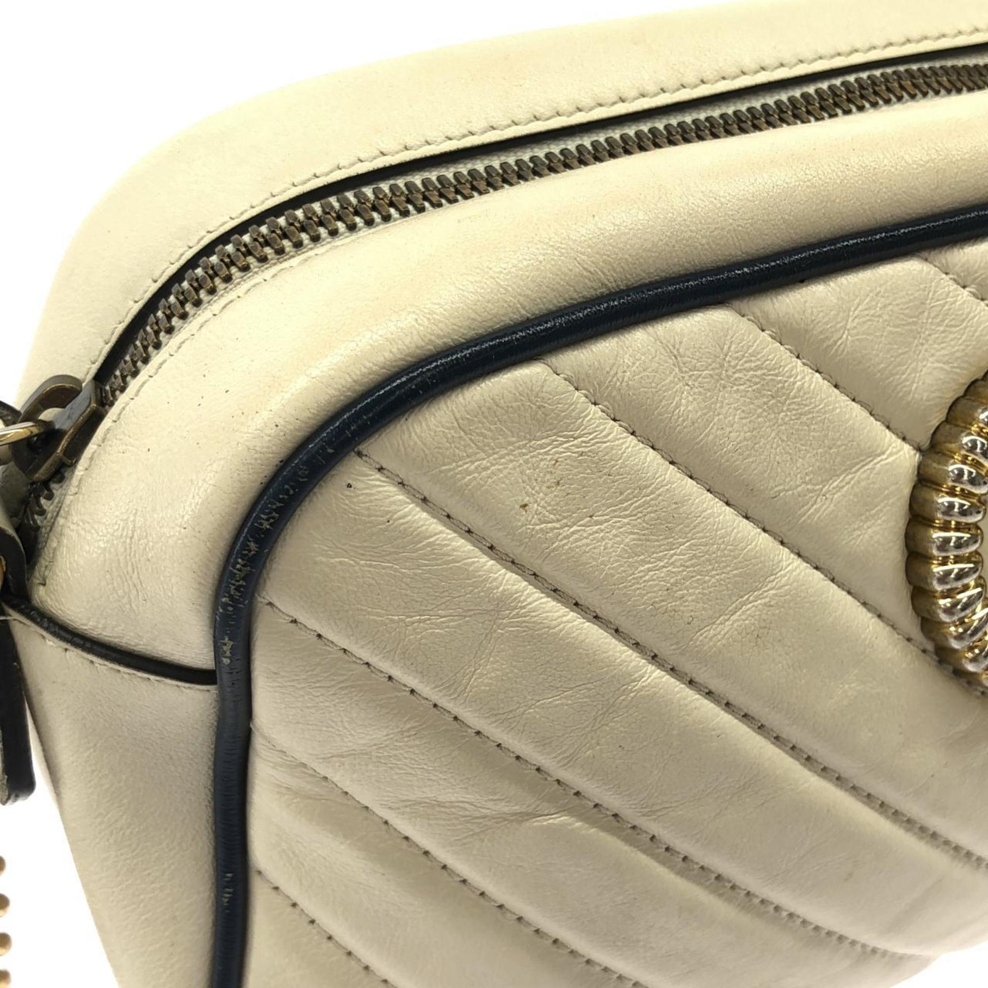 Gucci Dark Blue White Leather Shoulder Bag (Pre-Owned)