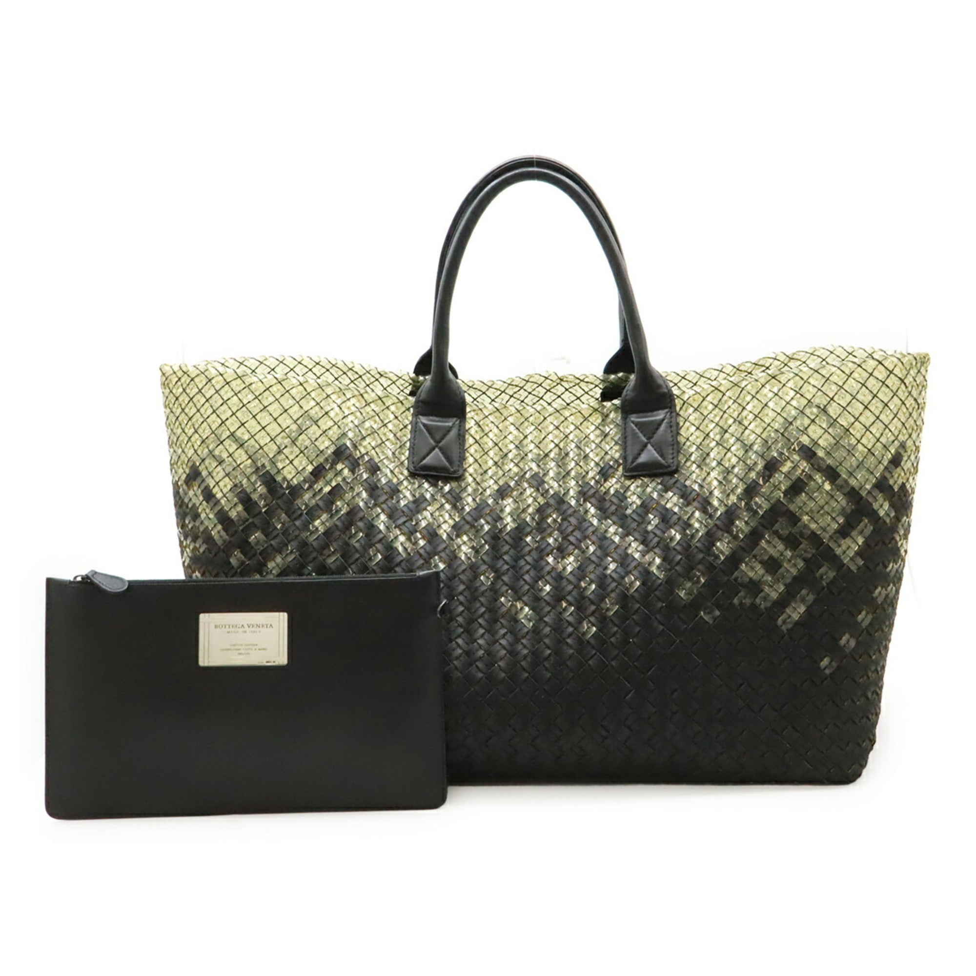 Bottega Veneta Clear Black Pvc Leather Pouch Tote Bag (Pre-Owned)