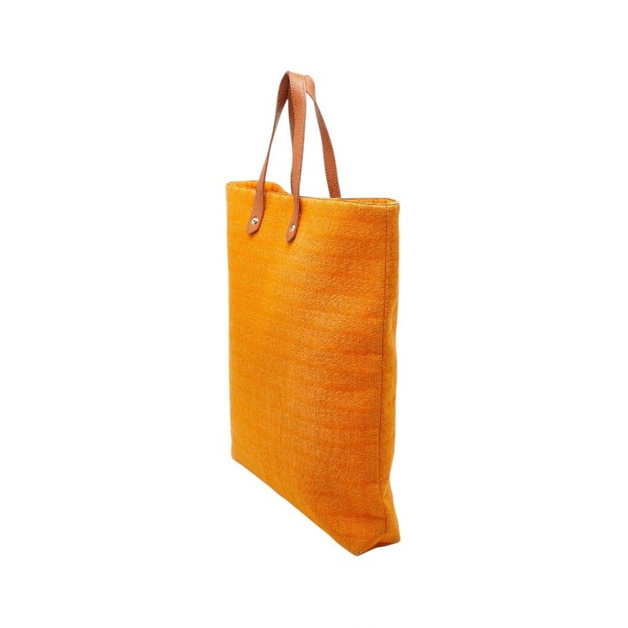 Hermes Orange Wool Cotton Handbag Tote Bag (Pre-Owned)