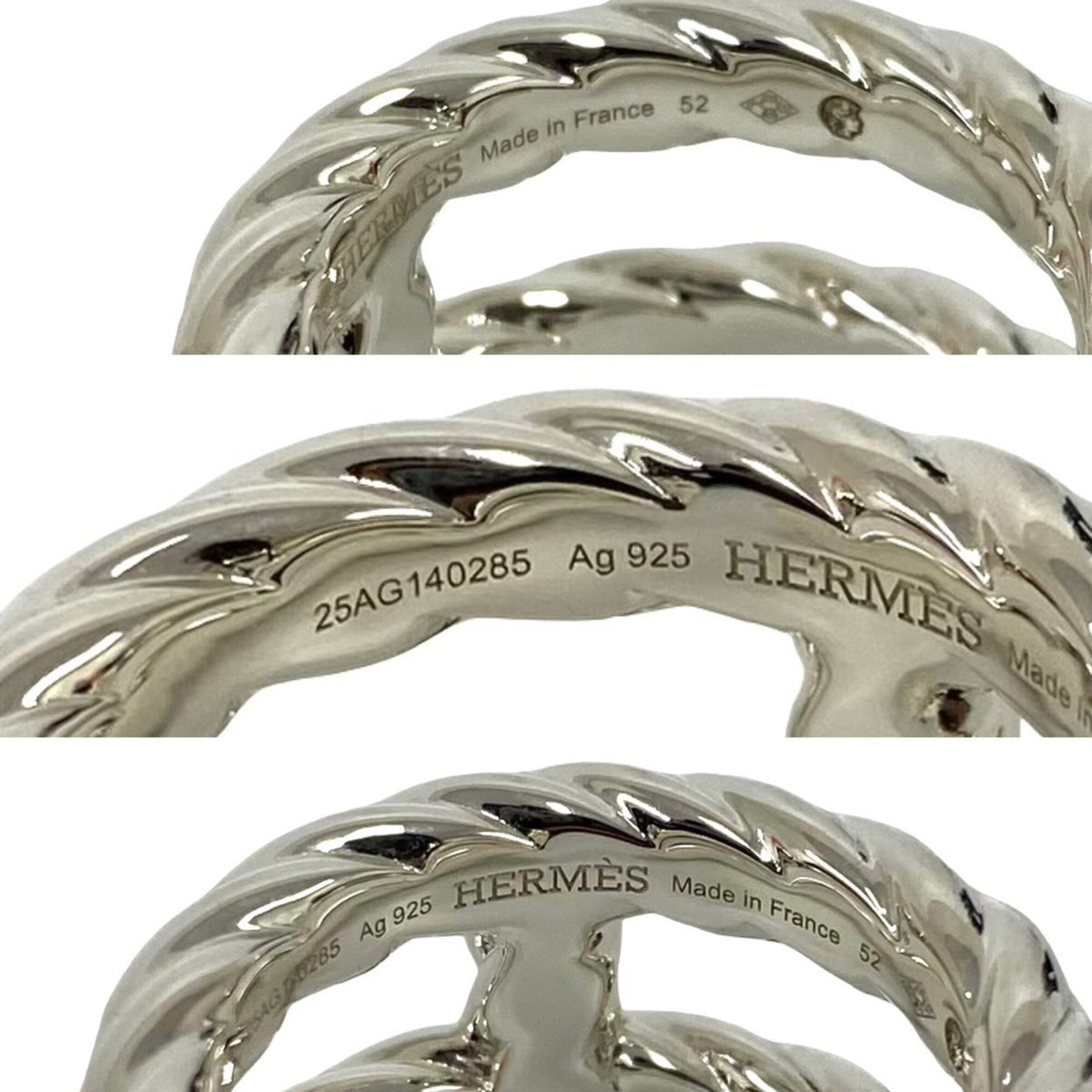 Hermes Silver Silver 925 Band Ring (Pre-Owned)