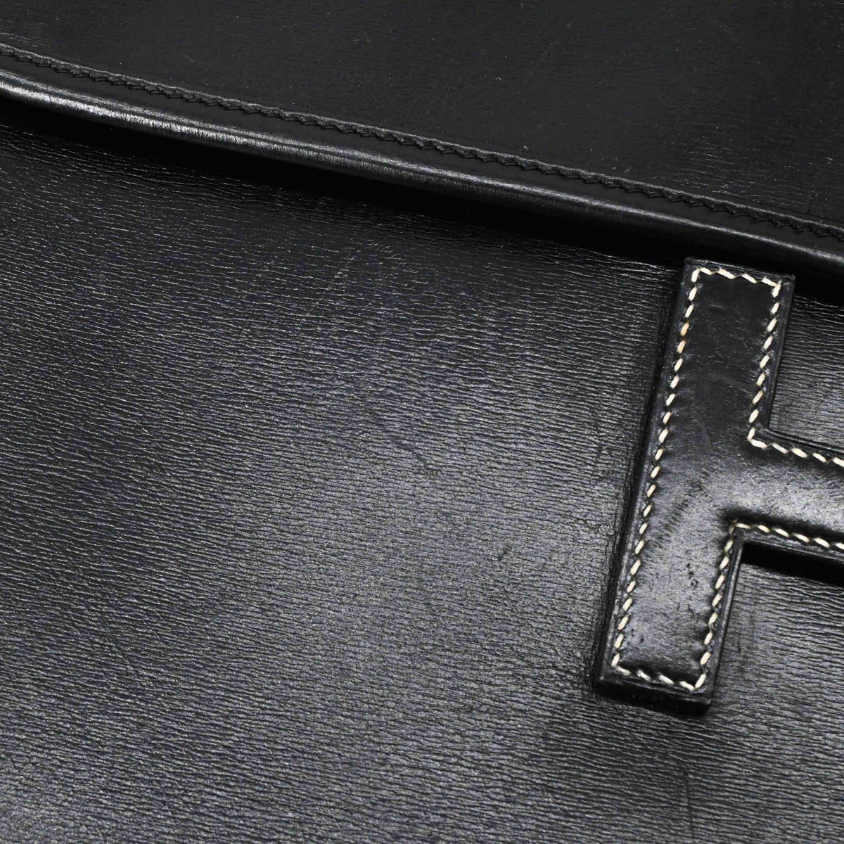 Hermes Jige Black Box Calf Leather Clutch Bag (Pre-Owned)