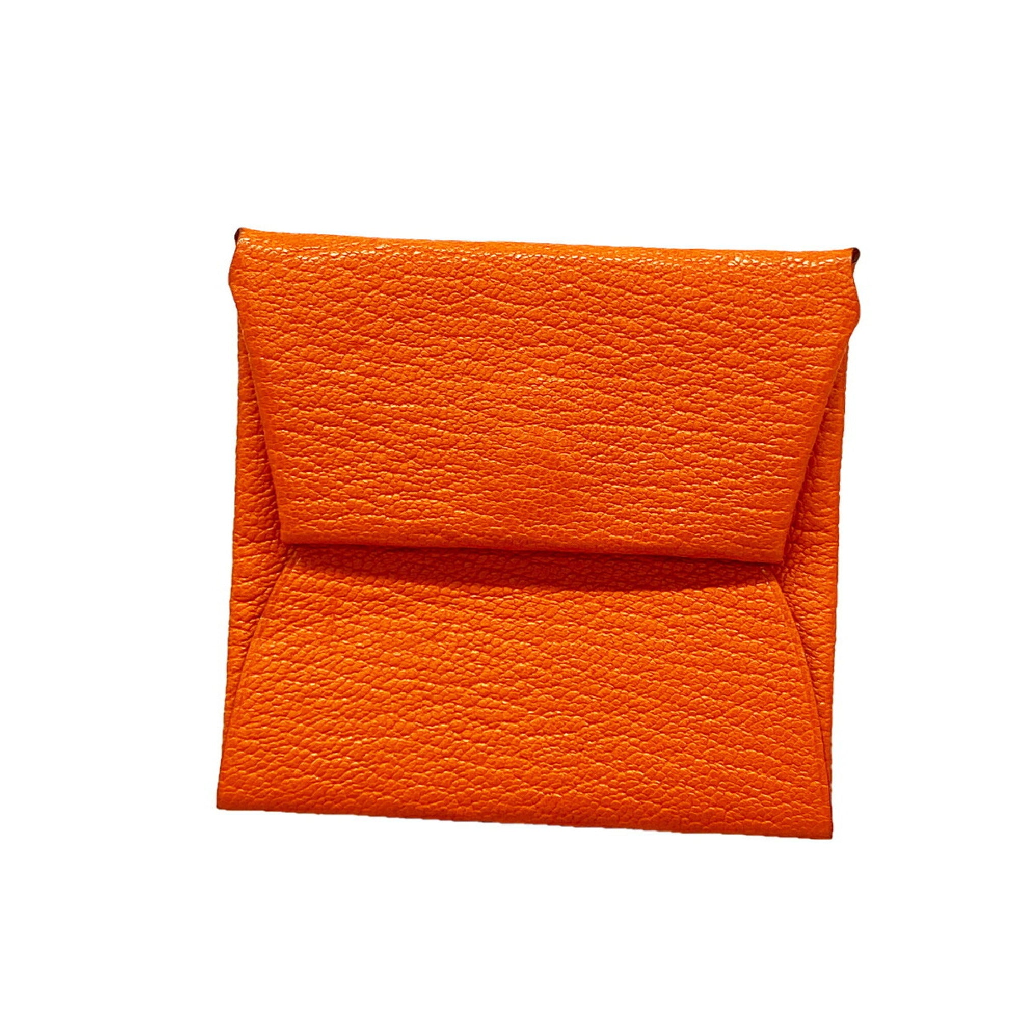 Hermes Orange Poppy Chevre Myzore Leather Coin Purse/Coin Case (Pre-Owned)