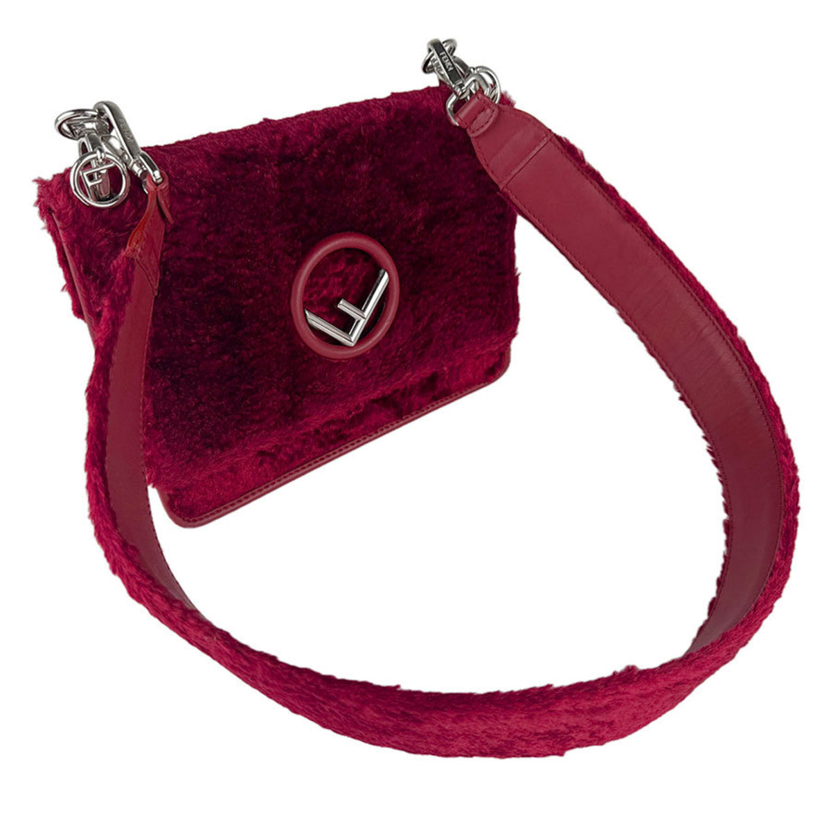 Fendi Red Color Fur Shoulder Bag (Pre-Owned)