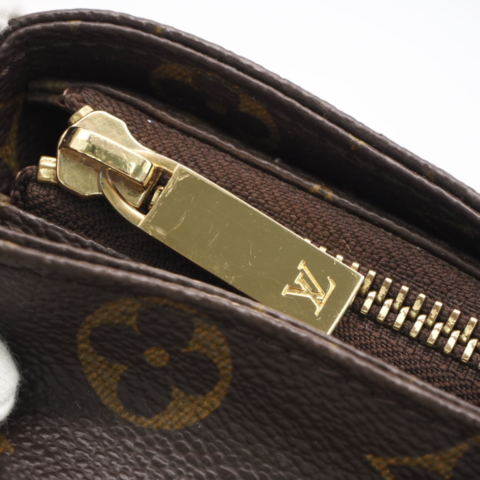 Louis Vuitton Beige Brown Coated Canvas Leather Handbag (Pre-Owned)