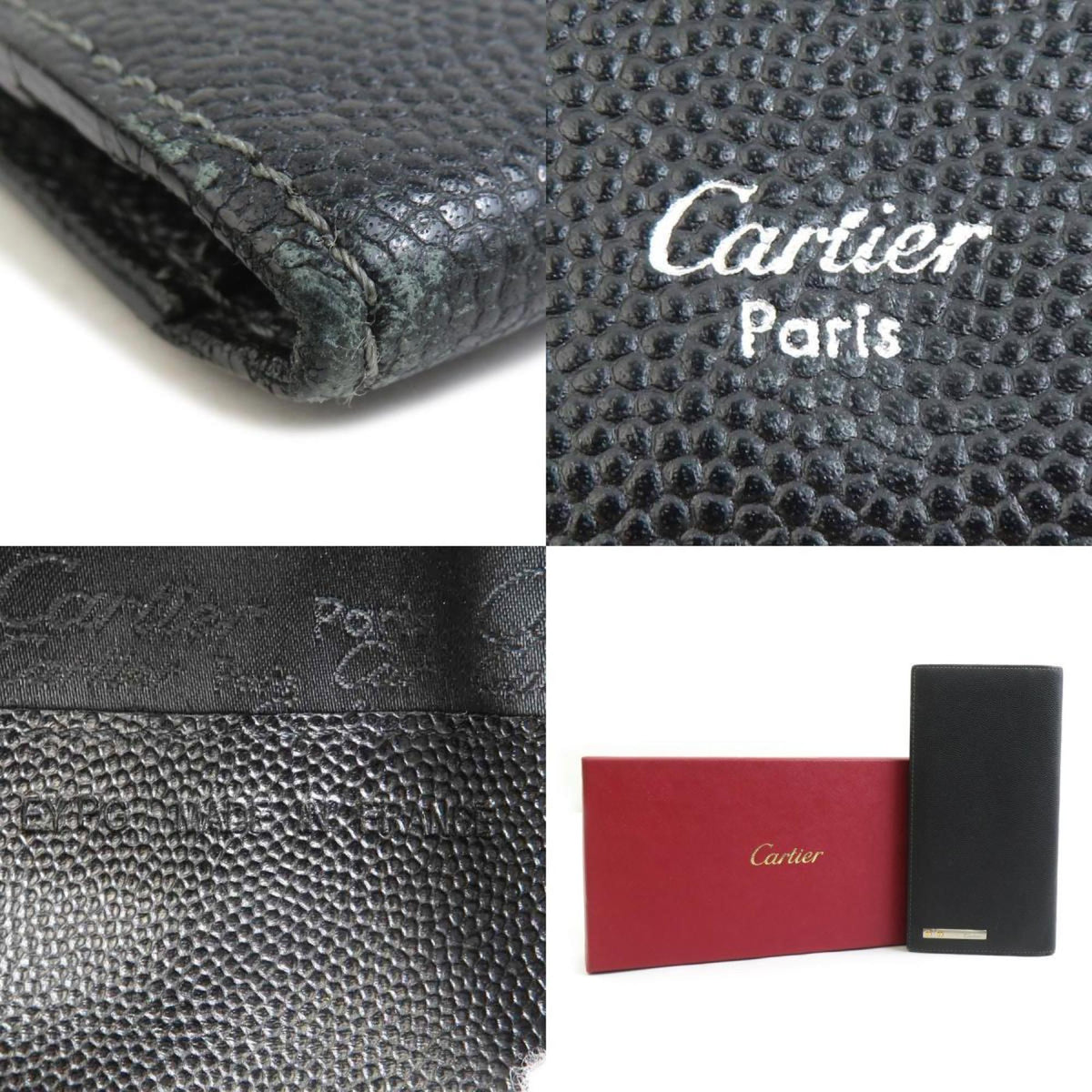 Cartier Black Leather Long Wallet (Bi-Fold) (Pre-Owned)