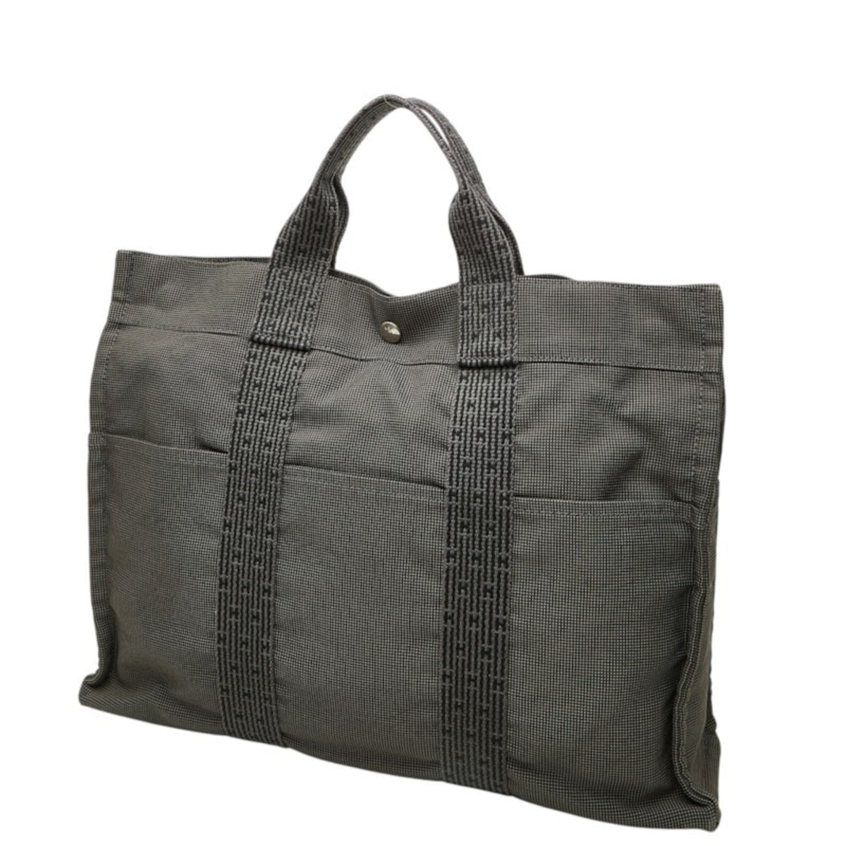 Hermes Gray Canvas Handbag Tote Bag (Pre-Owned)