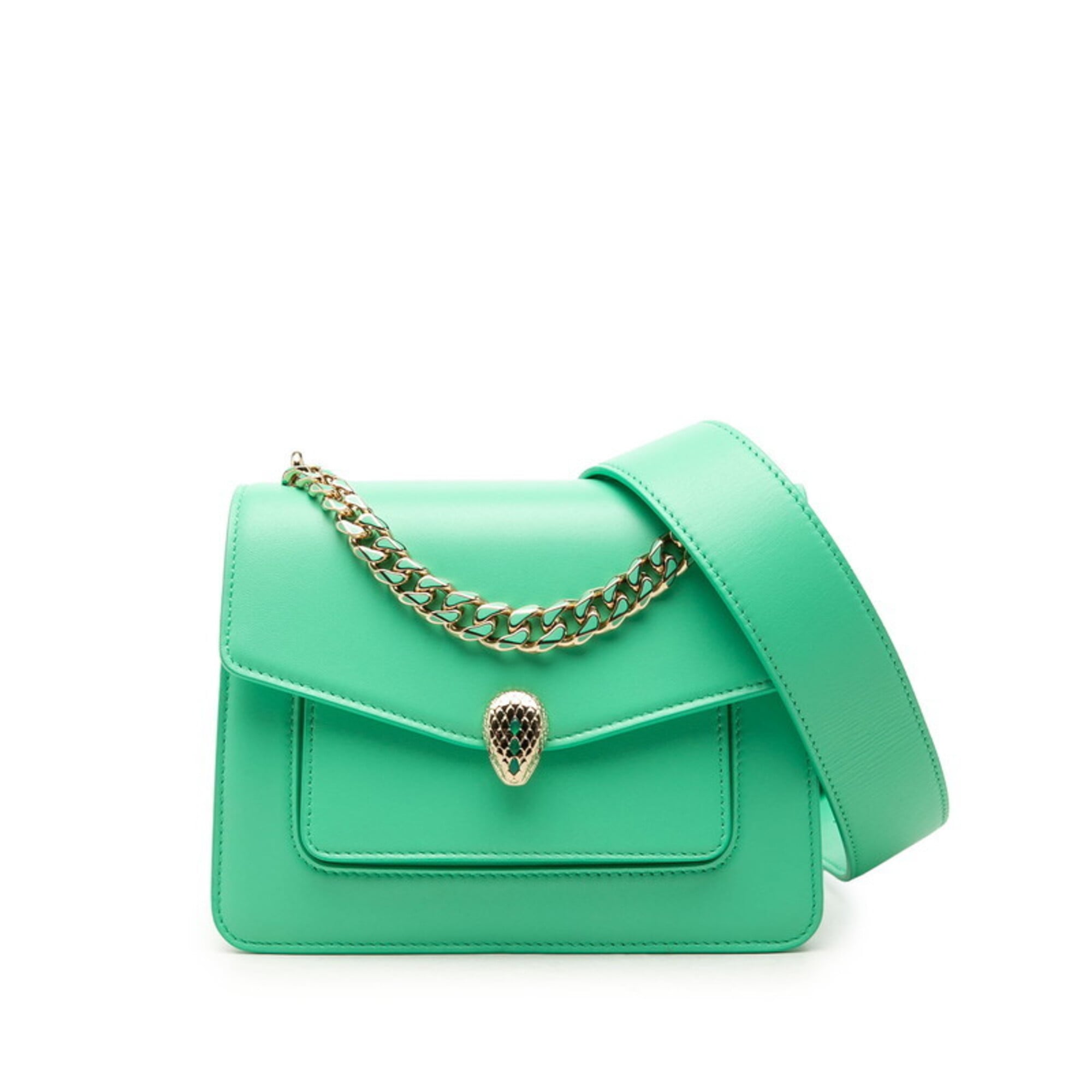 Bvlgari Green Leather Handbag Shoulder Bag (Pre-Owned)