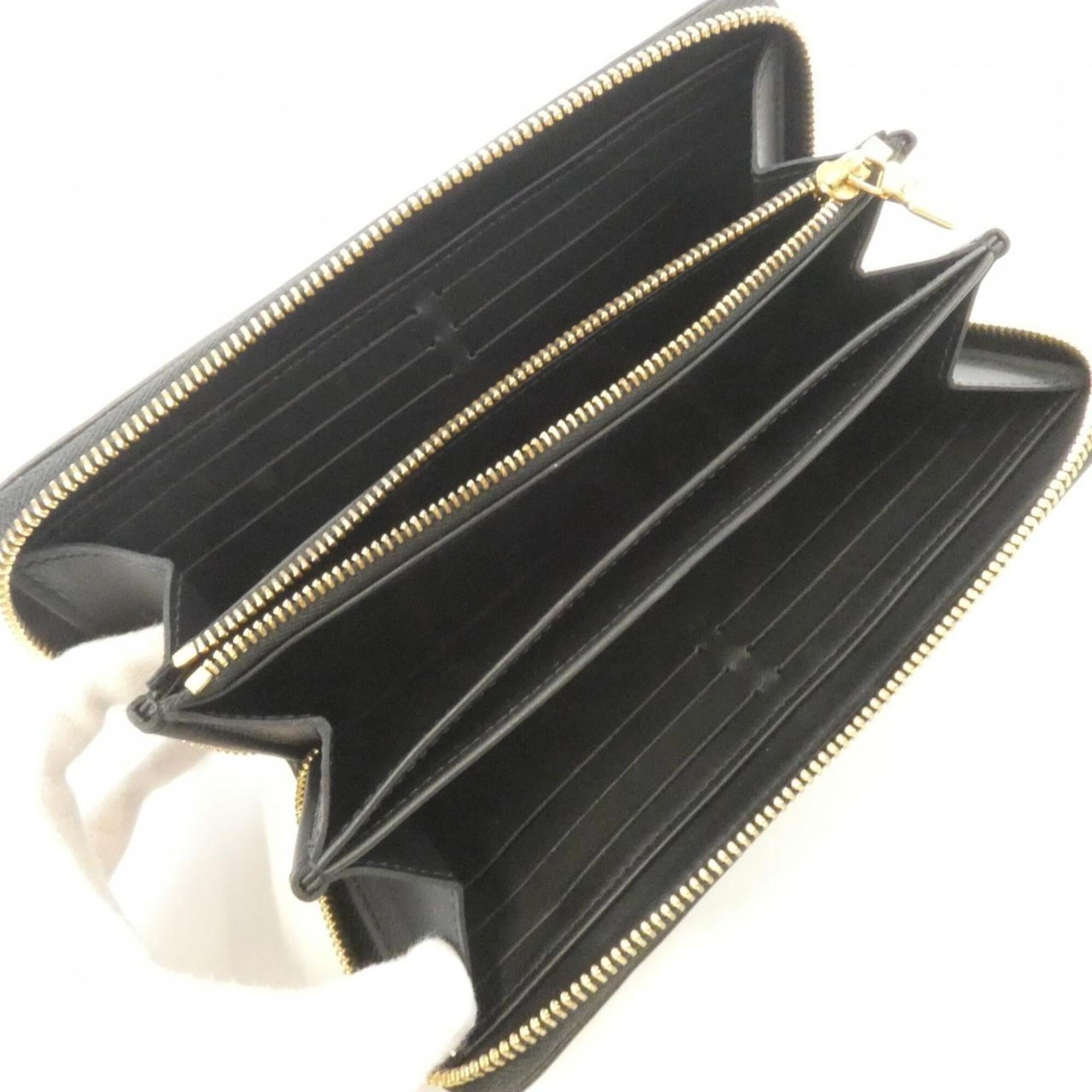 Louis Vuitton Black Leather Long Wallet (Bi-Fold) (Pre-Owned)