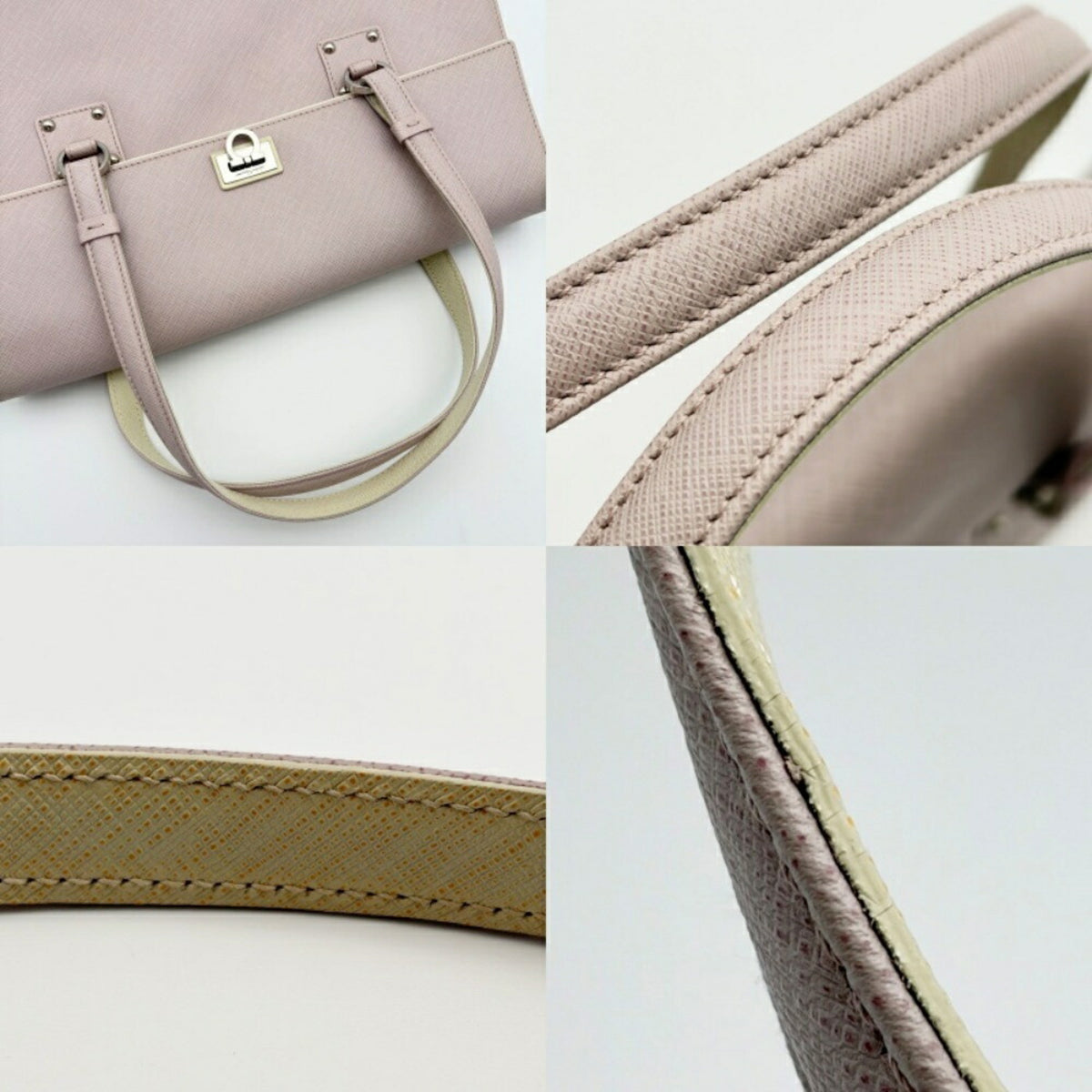 Salvatore Ferragamo Pink Leather Pvc Handbag Tote Bag (Pre-Owned)