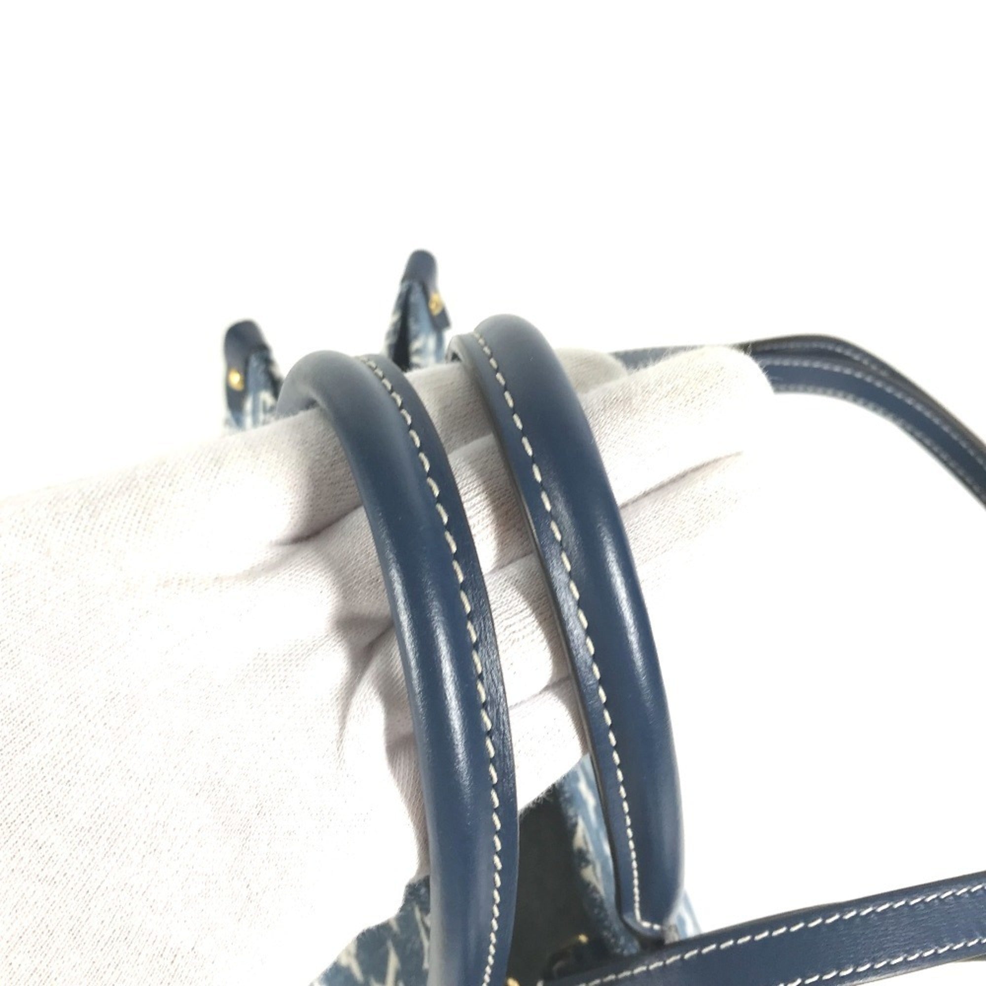 Louis Vuitton Blue White Monogram Denim Leather Canvas Shoulder Bag Tote Bag (Pre-Owned)
