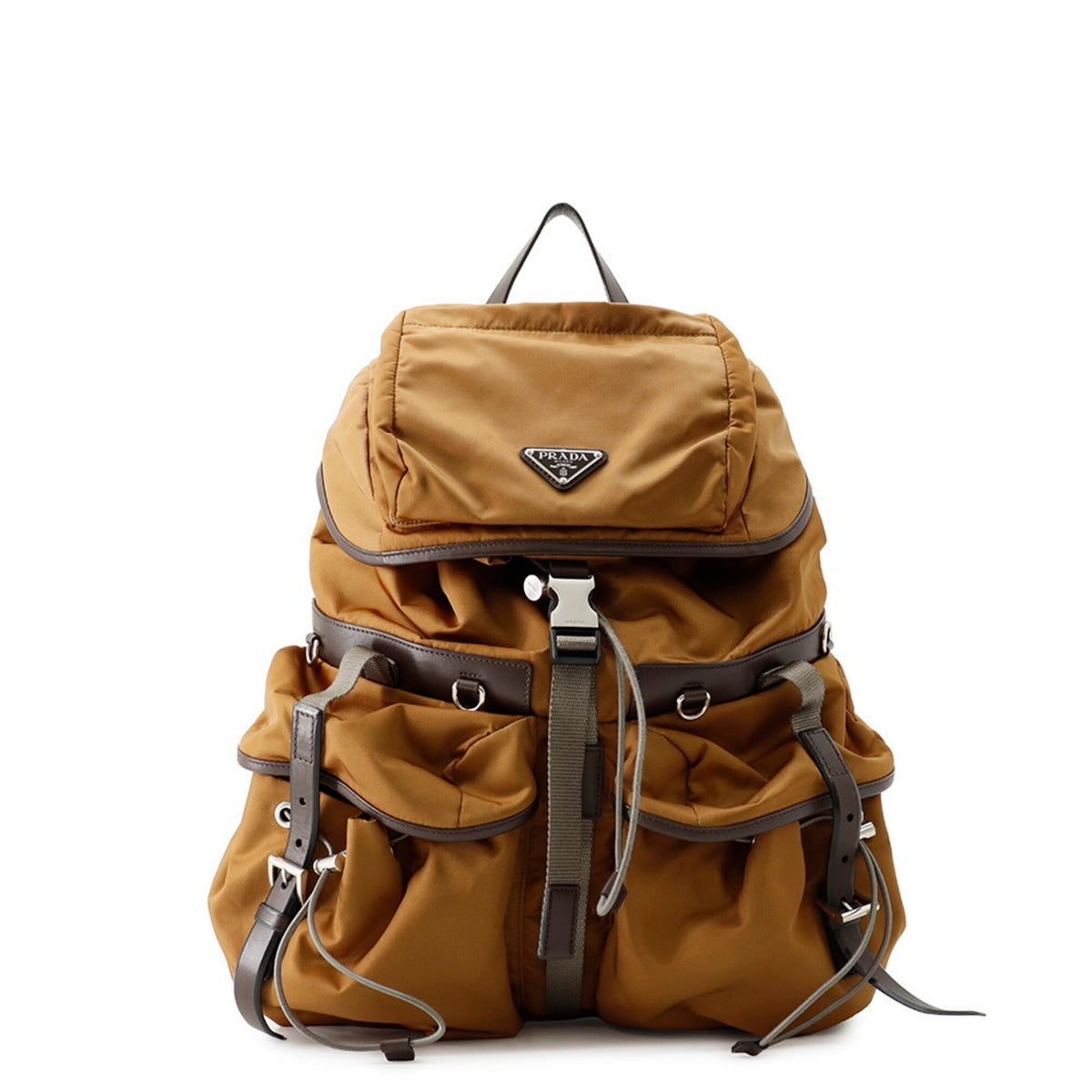 Prada Brown Nylon Leather Backpack (Pre-Owned)