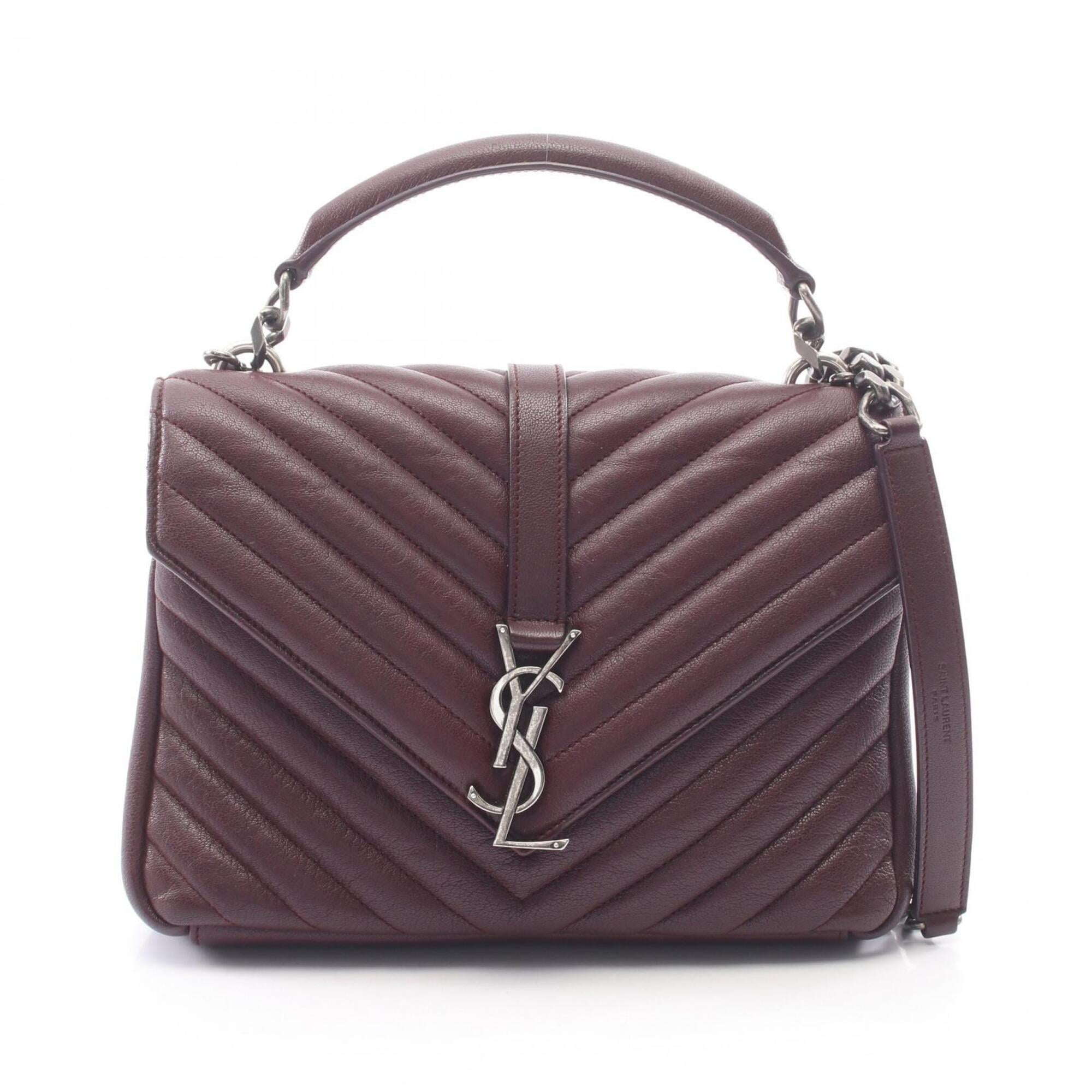 Saint Laurent Bordeaux Leather Handbag (Pre-Owned)