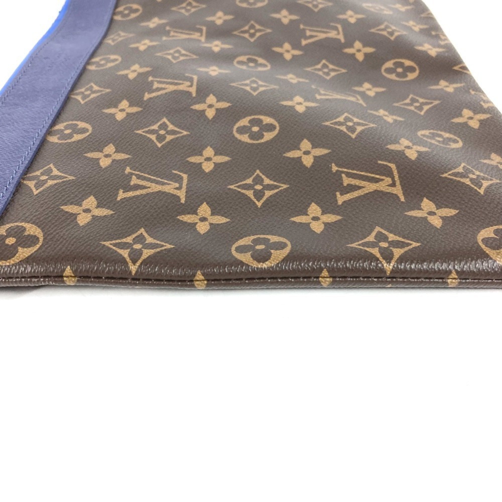 Louis Vuitton Blue Brown Red Color Monogram Canvas Clutch Bag Handbag Pochette Pouch (Pre-Owned)