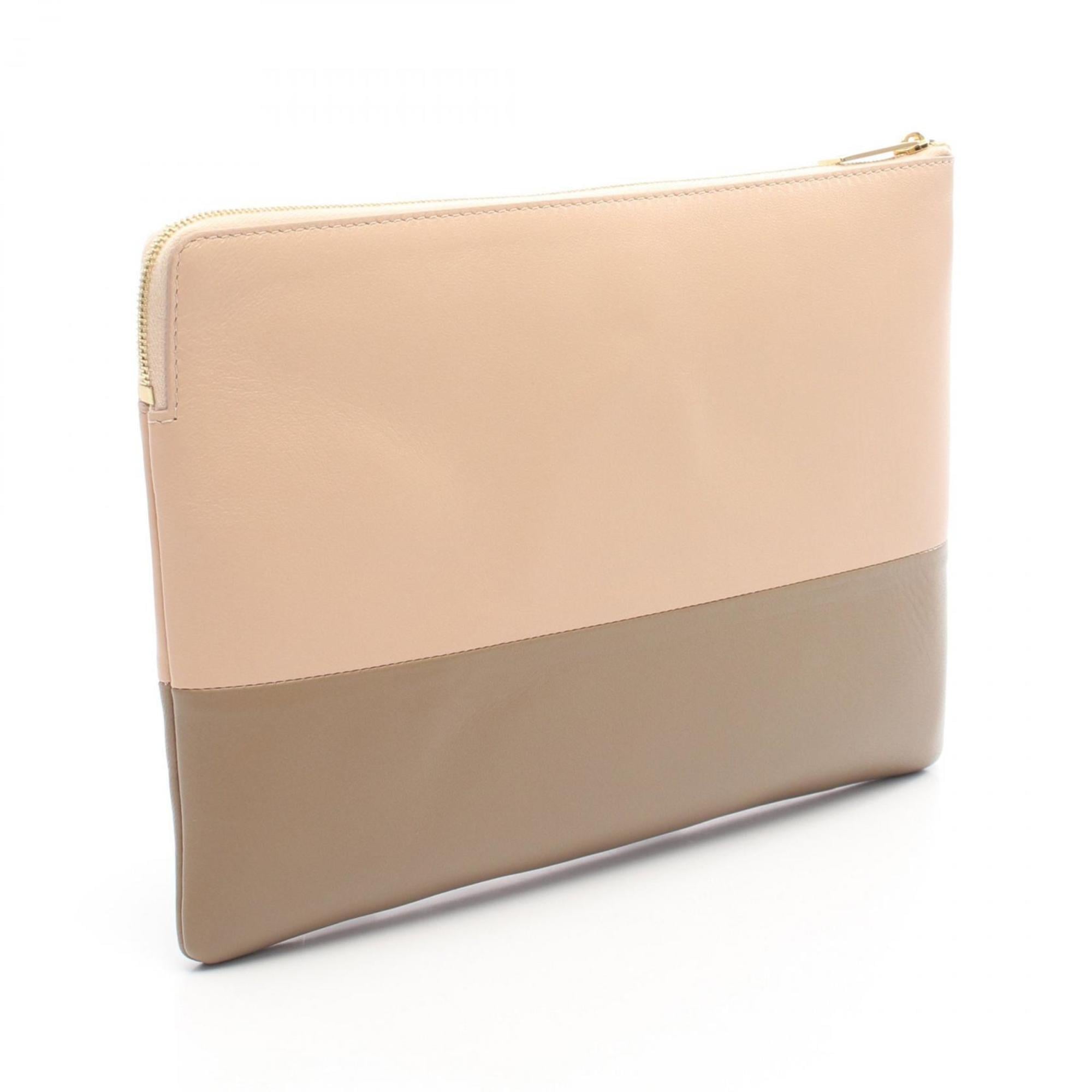 Celine Beige Leather Clutch Bag (Pre-Owned)
