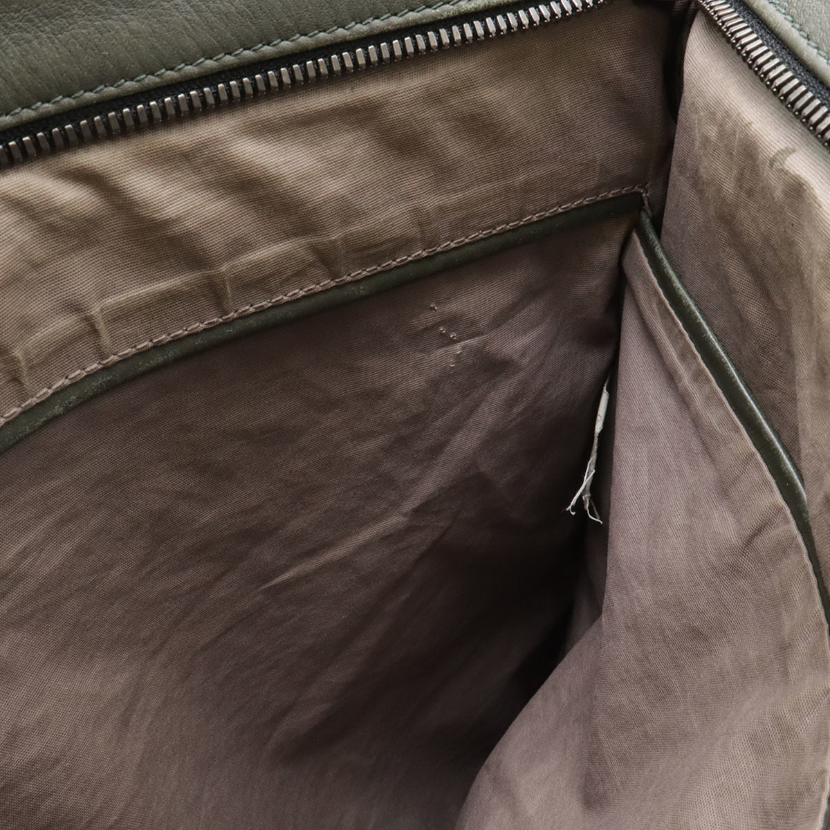 Bottega Veneta Intrecciato Khaki Leather Shoulder Bag (Pre-Owned)