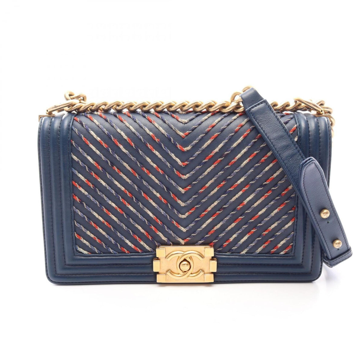 Chanel Blue Multi-Color Leather Handbag Shoulder Bag (Pre-Owned)