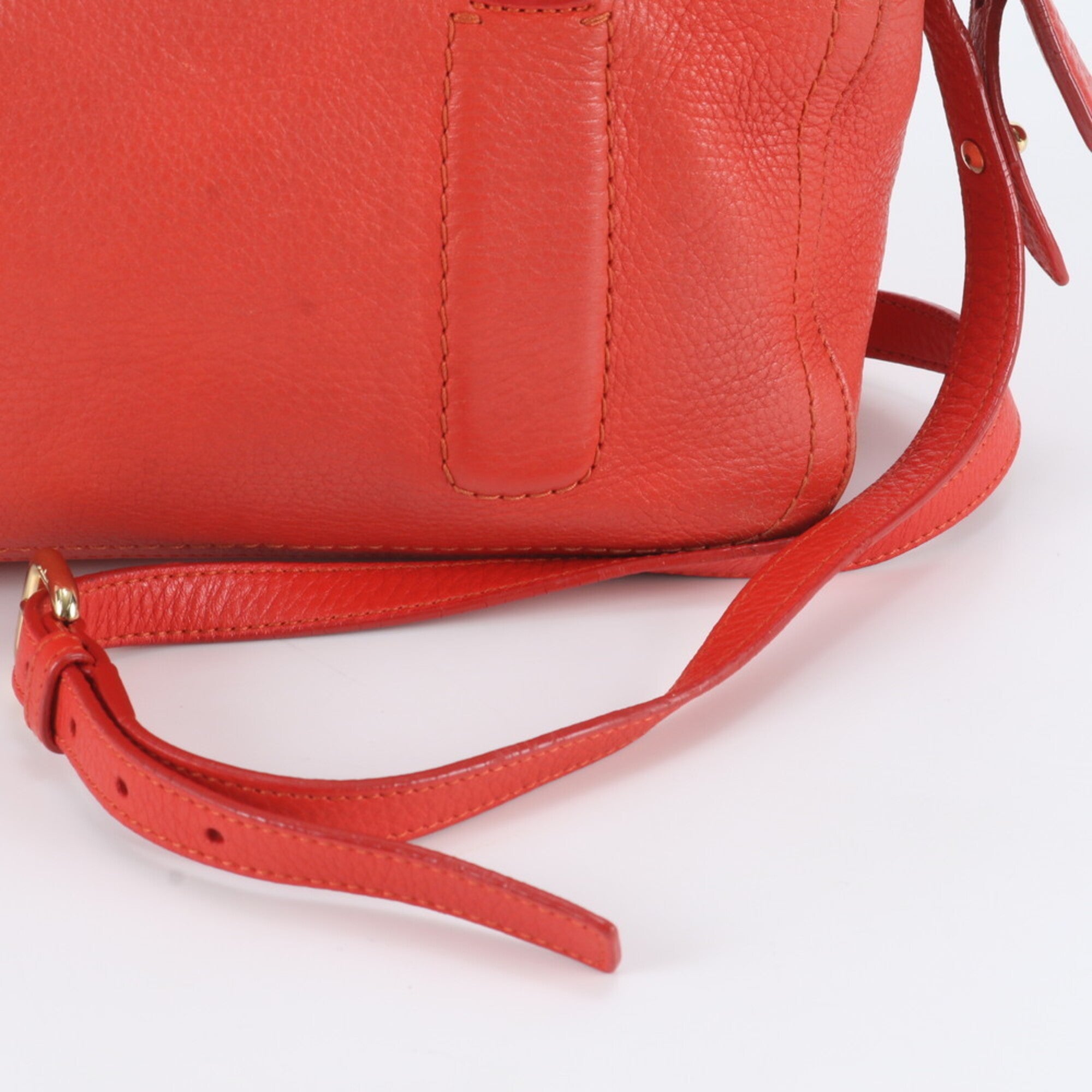 Salvatore Ferragamo Vara Red Color Leather Handbag Shoulder Bag Tote Bag (Pre-Owned)