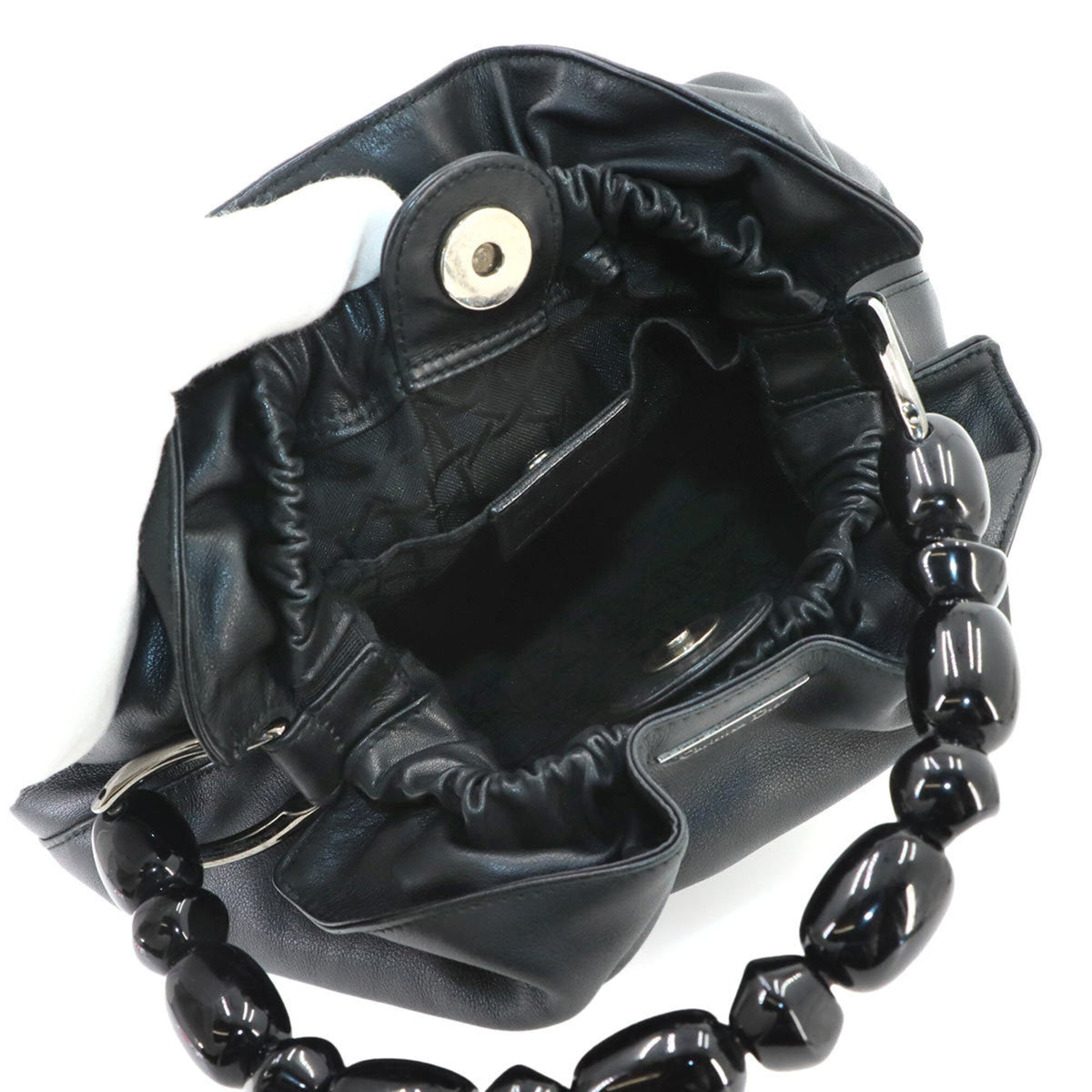 Christian Dior Malice Pearl Black Leather Handbag (Pre-Owned)