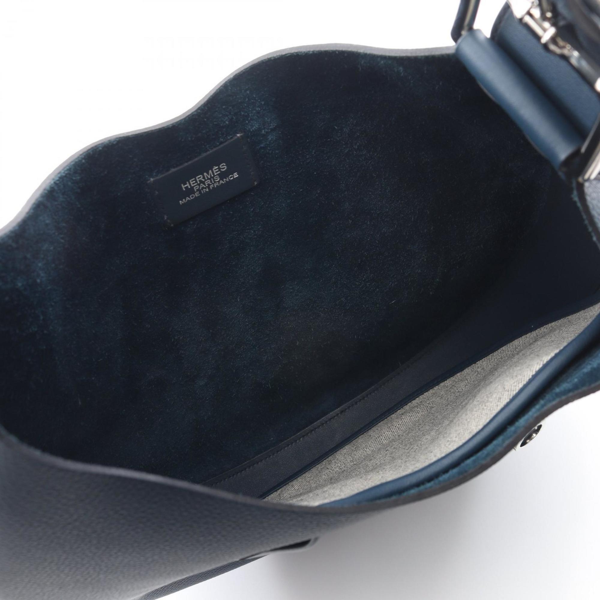 Hermes Navy Togo Leather Leather Handbag Shoulder Bag (Pre-Owned)