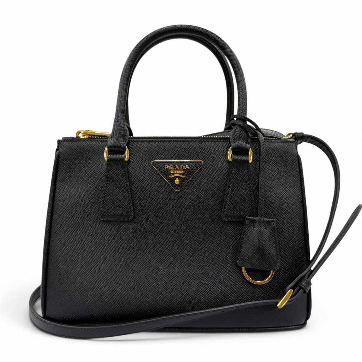 Prada Black Leather Handbag Shoulder Bag (Pre-Owned)