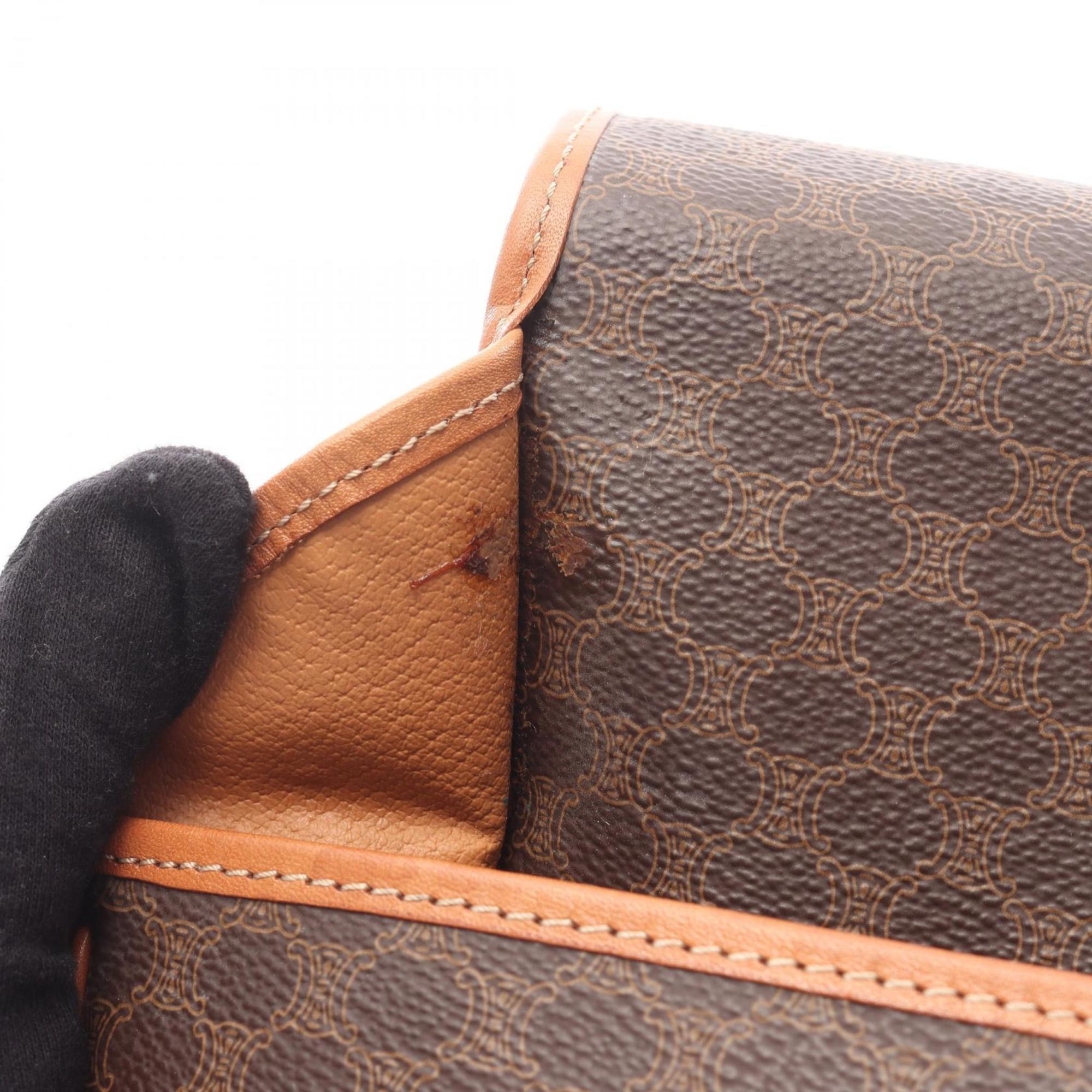Celine Brown Coated Canvas Leather Shoulder Bag (Pre-Owned)