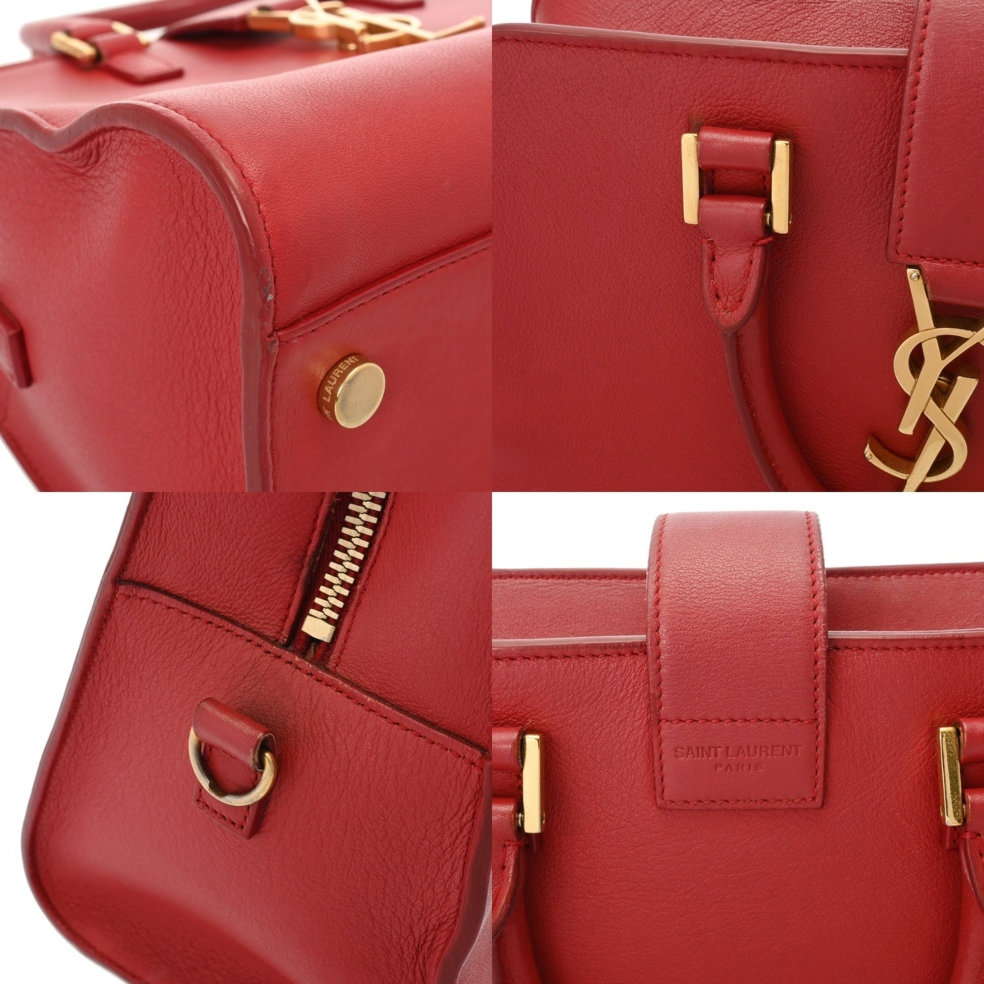 Saint Laurent Red Color Leather Handbag (Pre-Owned)