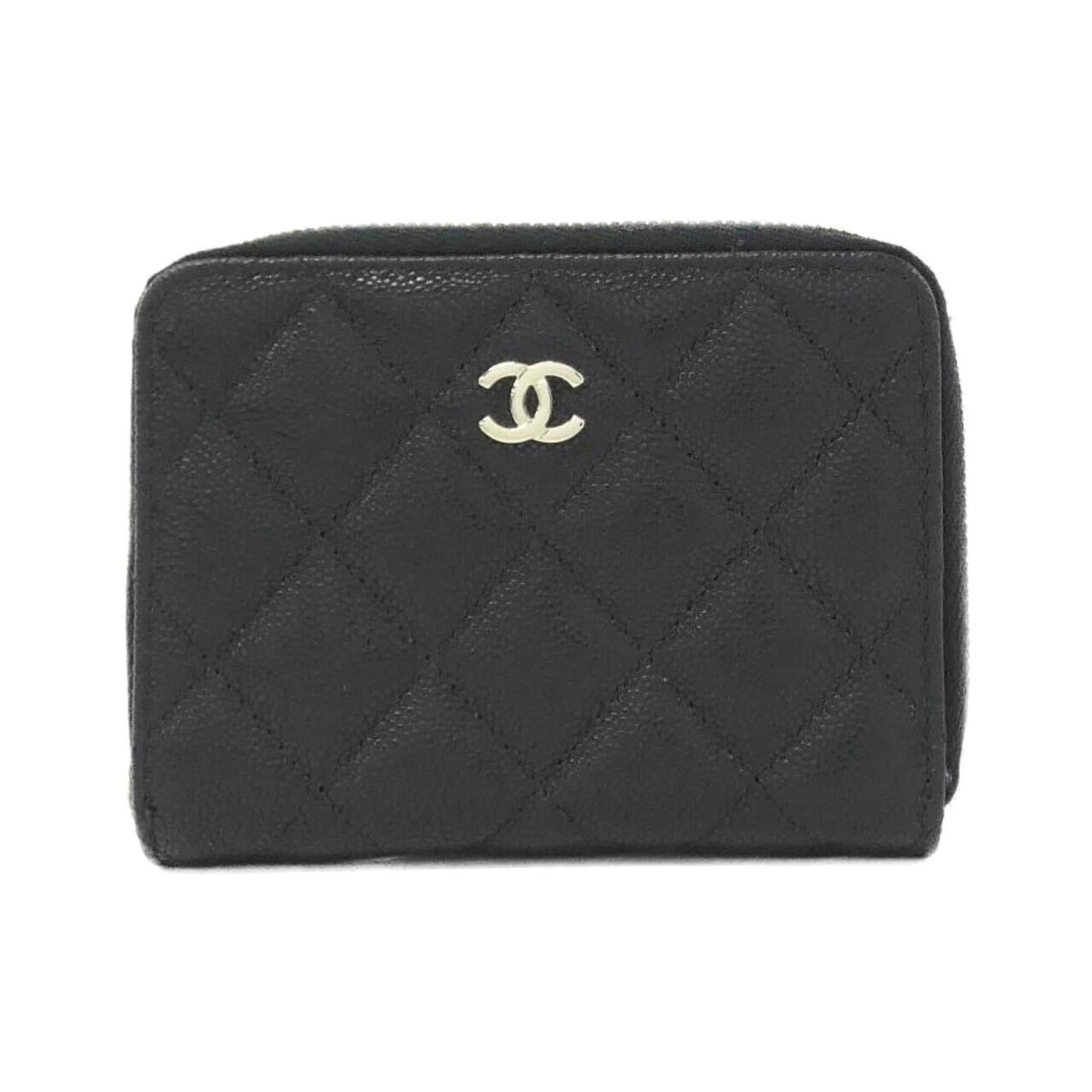 Chanel Black Grained Calfskin Wallet (Bi-Fold) (Pre-Owned)