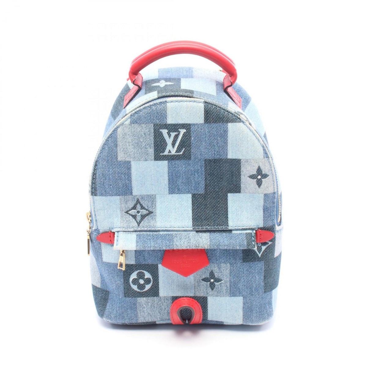 Louis Vuitton Blue Red Color Canvas Leather Backpack Handbag (Pre-Owned)