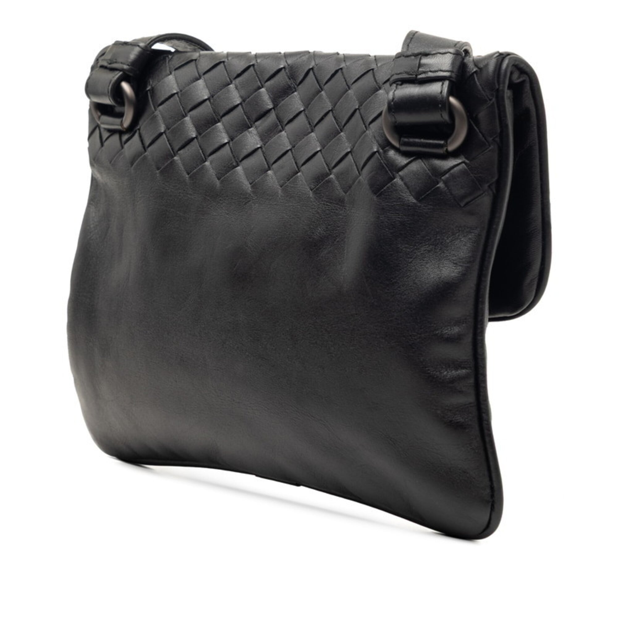 Bottega Veneta Black Leather Pochette Shoulder Bag (Pre-Owned)