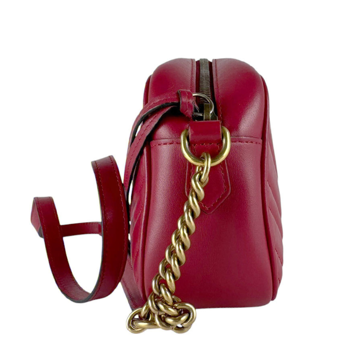 Gucci Red Color Leather Shoulder Bag (Pre-Owned)