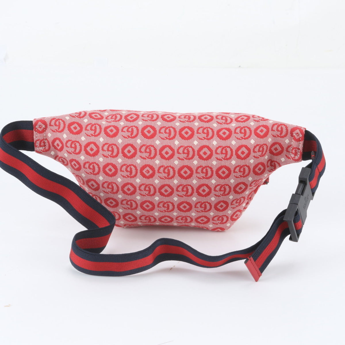 Gucci Navy Red Color Leather Canvas Pouch Shoulder Bag Sling Bag (Pre-Owned)