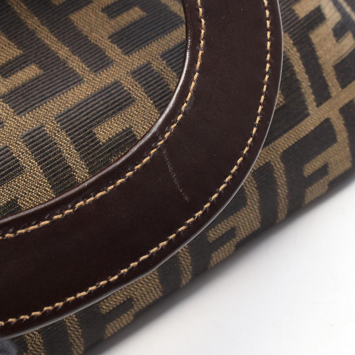 Fendi Black Brown Canvas Leather Handbag (Pre-Owned)