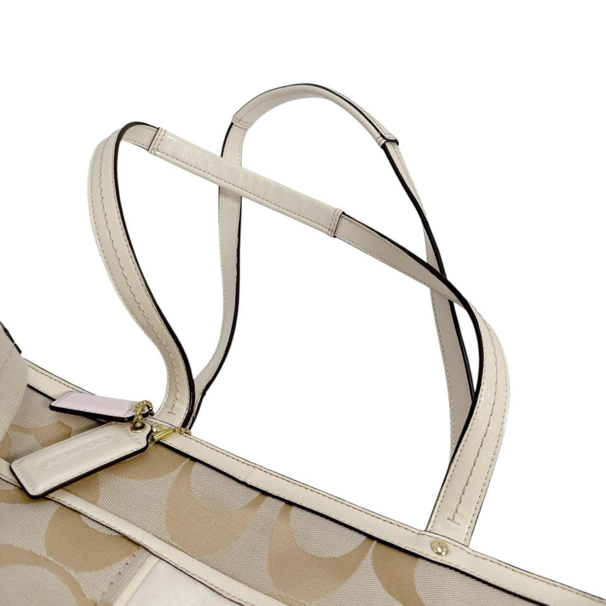 Coach Beige Canvas Handbag Tote Bag (Pre-Owned)