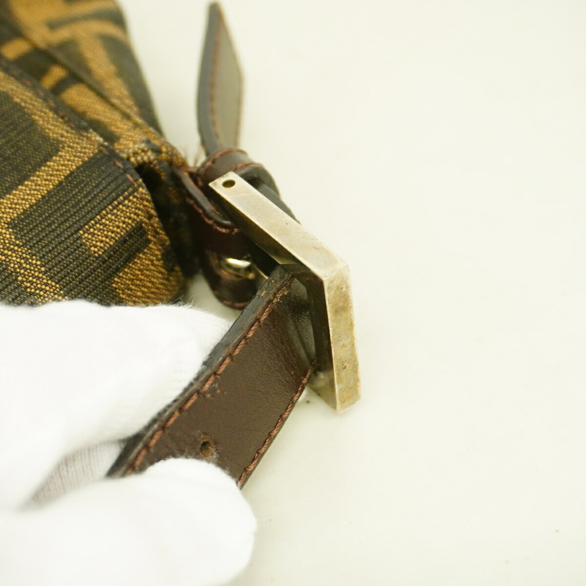 Fendi Brown Nylon Canvas Handbag (Pre-Owned)