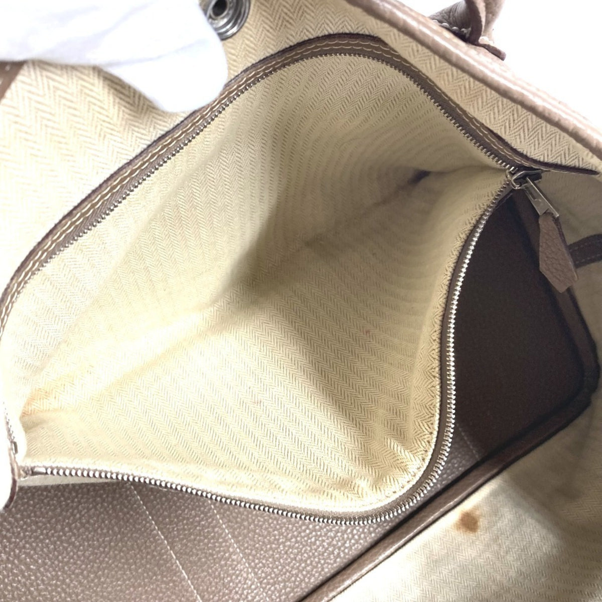 Hermes Beige Etoupe Gray Negonda Leather Handbag Shoulder Bag Tote Bag (Pre-Owned)