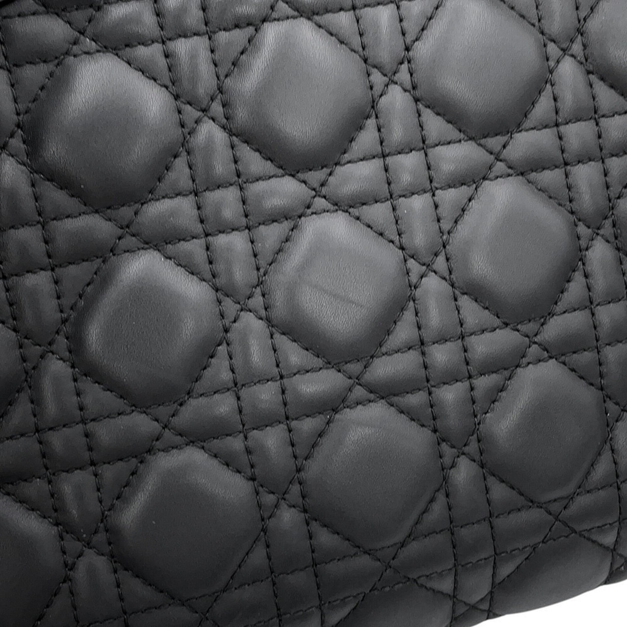 Christian Dior Lady Dior Black Leather Handbag (Pre-Owned)