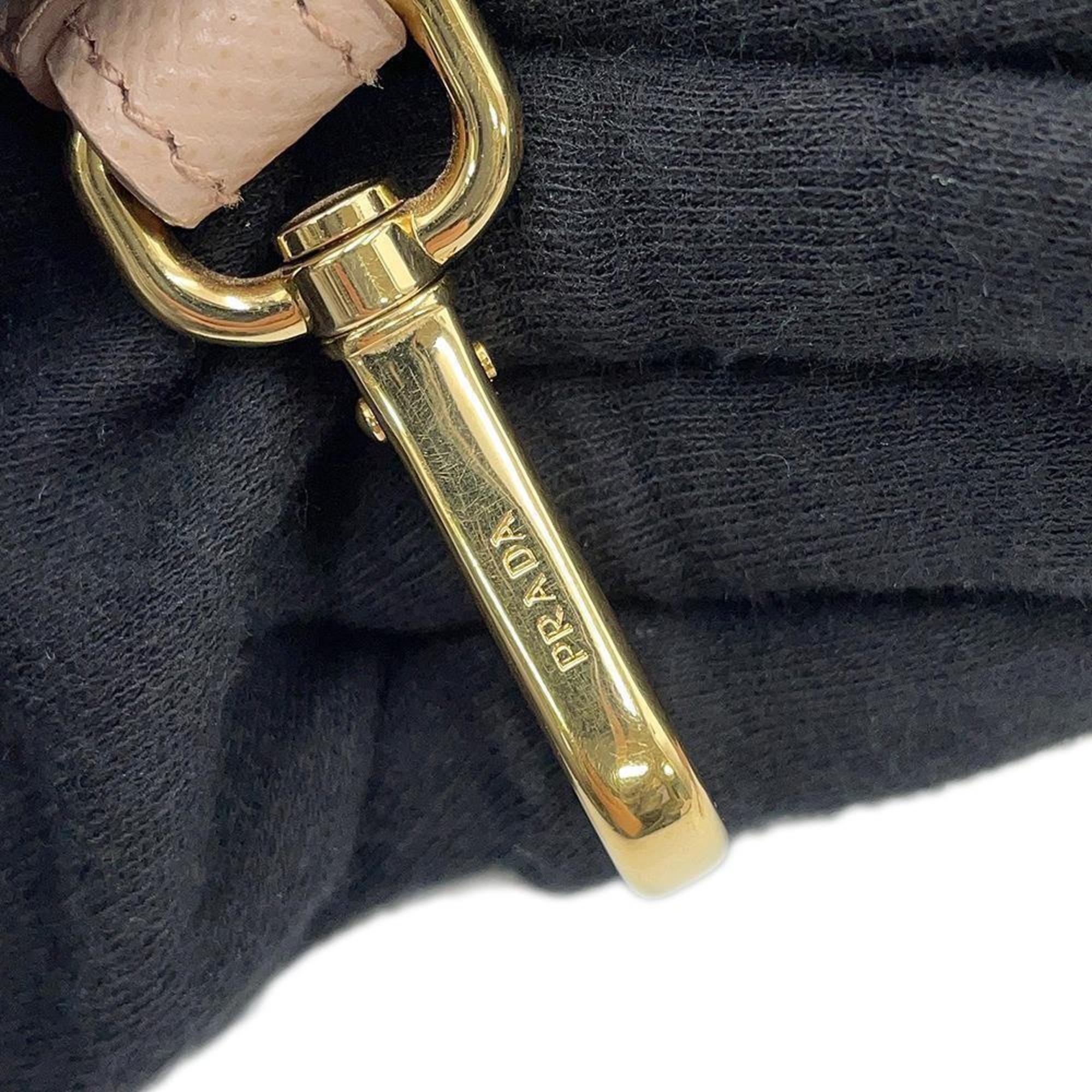 Prada Pink Beige Leather Handbag Tote Bag (Pre-Owned)