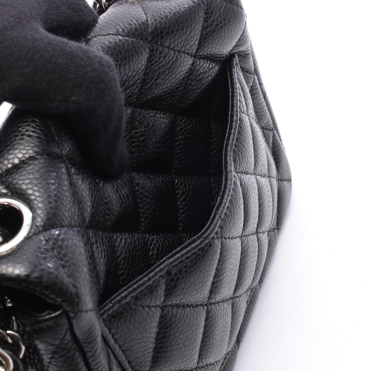 Chanel Black Grained Calfskin Handbag Shoulder Bag (Pre-Owned)