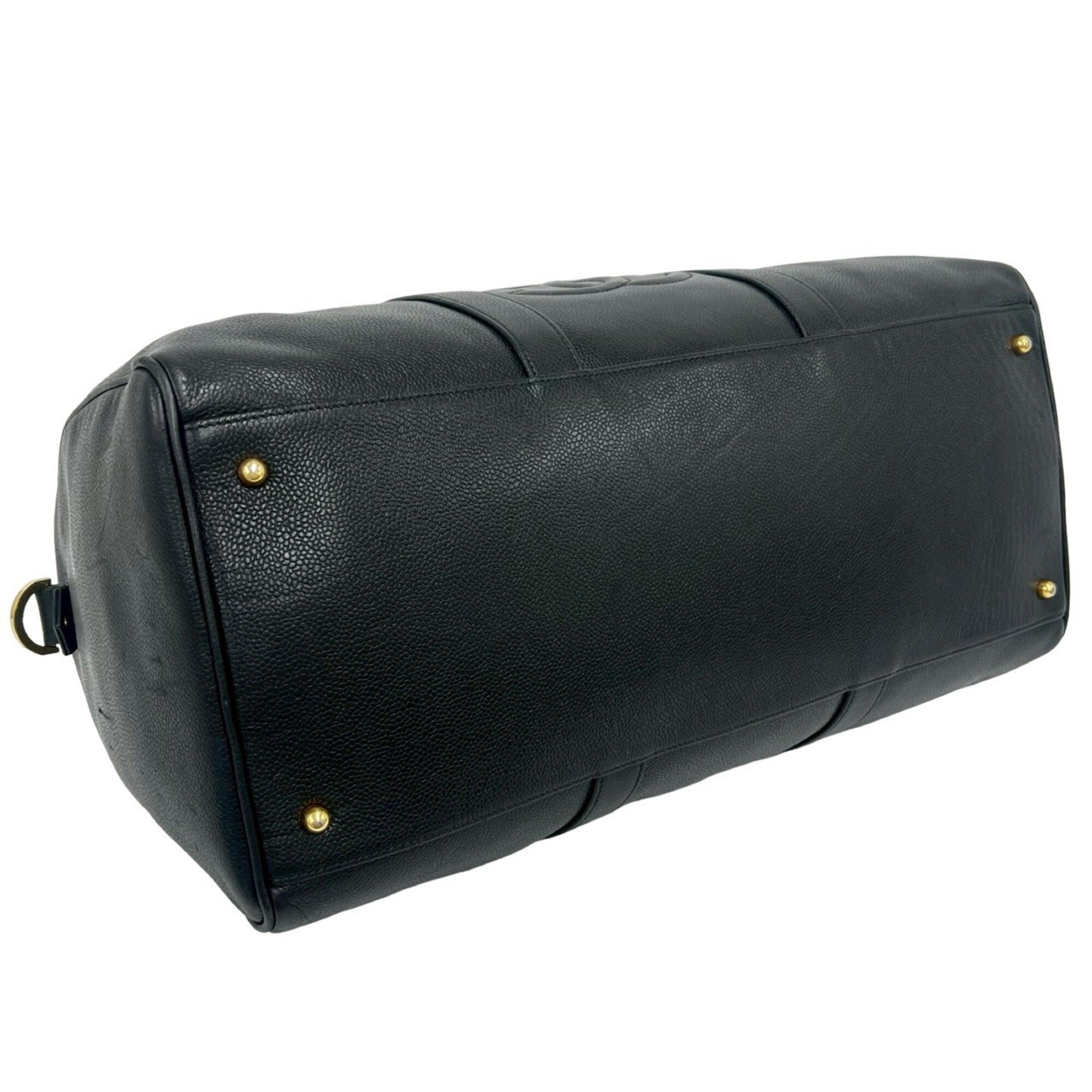 Chanel Black Grained Calfskin Boston Bag Shoulder Bag (Pre-Owned)