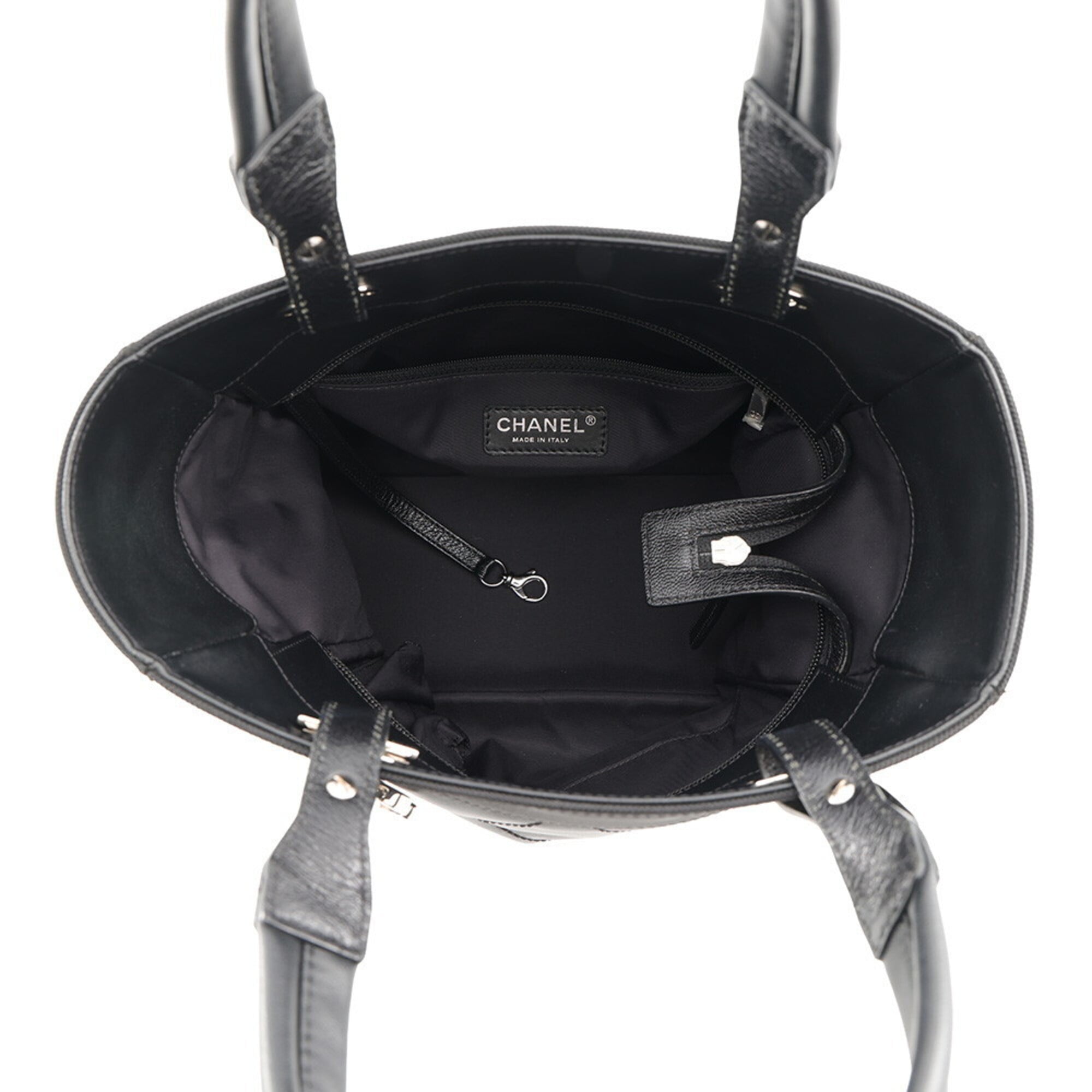 Chanel Matelasse Black Pvc Leather Handbag Tote Bag (Pre-Owned)